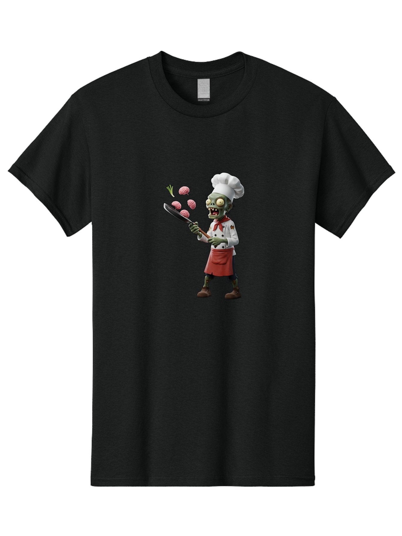 Zombie-Chef Men'S Graphic Tee, 100% Cotton, Comfortable Casual Summer Wear, Machine Washable, Zombie Chef Cooking Brains, Undead Culinary Delights, Spooky Kitchen Scene, Brain Cuisine, Horror Cooking, Creepy Chef, Zombie Cooking Show Bad948 3