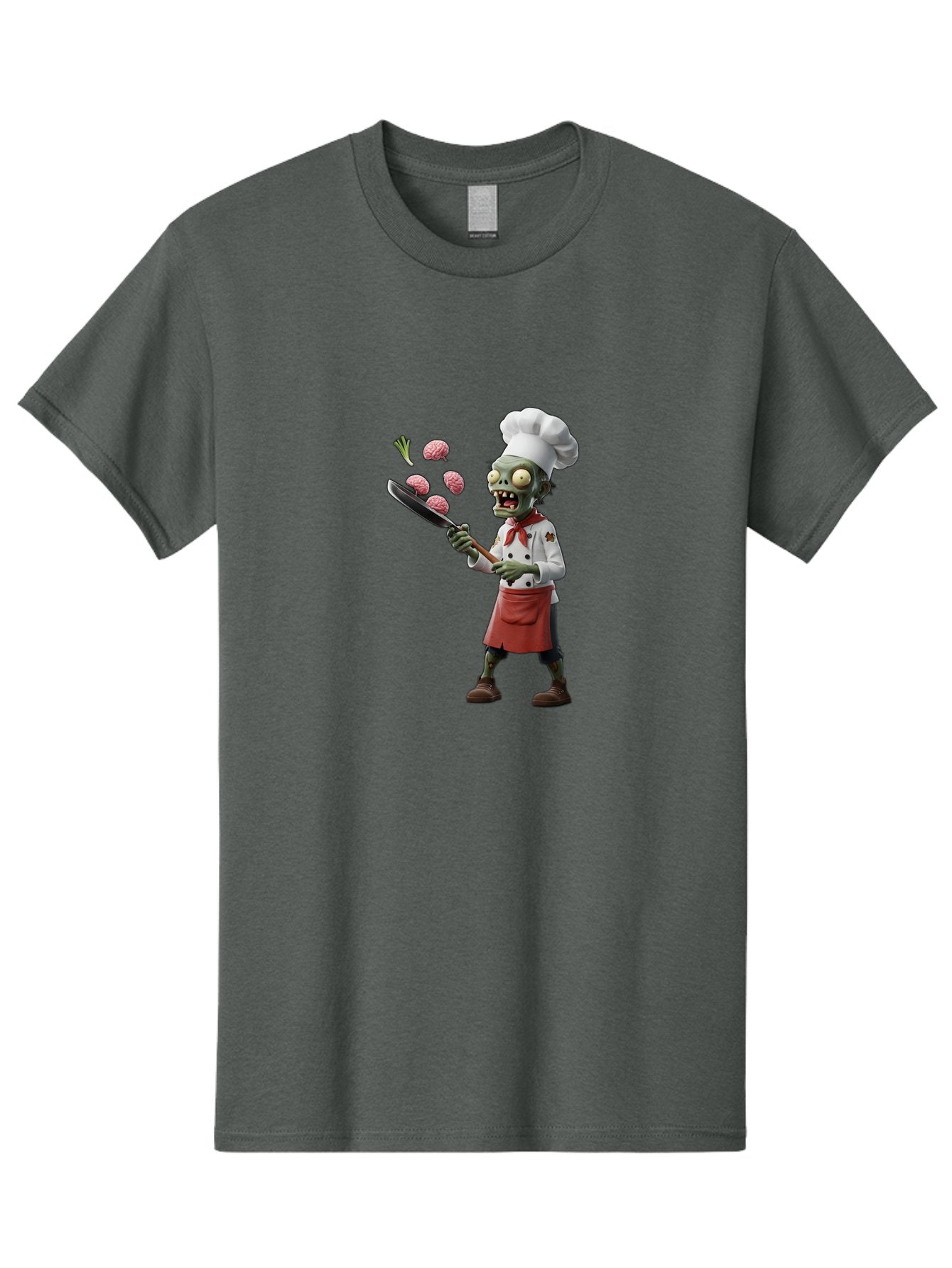 Zombie-Chef Men'S Graphic Tee, 100% Cotton, Comfortable Casual Summer Wear, Machine Washable, Zombie Chef Cooking Brains, Undead Culinary Delights, Spooky Kitchen Scene, Brain Cuisine, Horror Cooking, Creepy Chef, Zombie Cooking Show Bad948 9