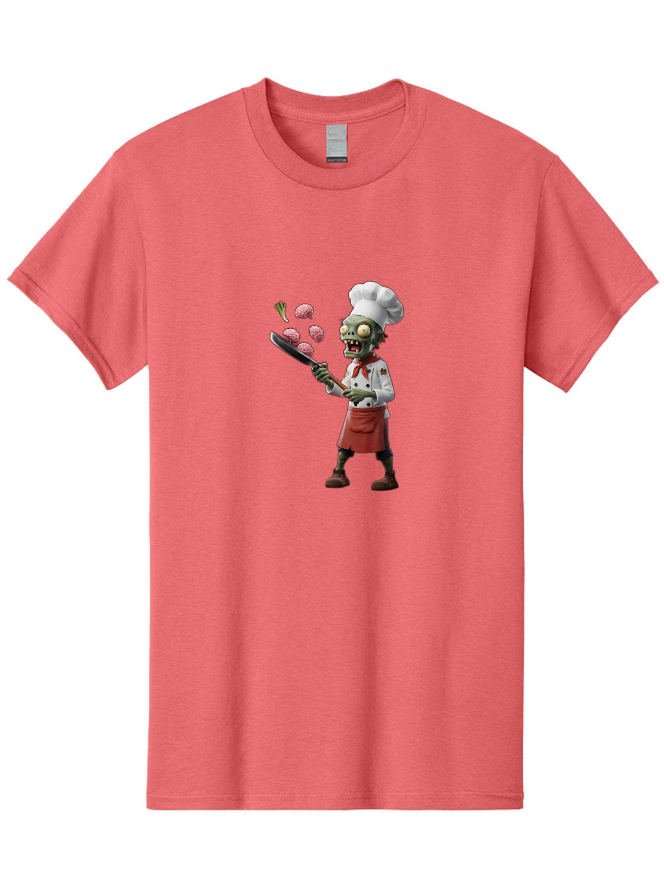 Zombie-Chef Men'S Graphic Tee, 100% Cotton, Comfortable Casual Summer Wear, Machine Washable, Zombie Chef Cooking Brains, Undead Culinary Delights, Spooky Kitchen Scene, Brain Cuisine, Horror Cooking, Creepy Chef, Zombie Cooking Show Bad948