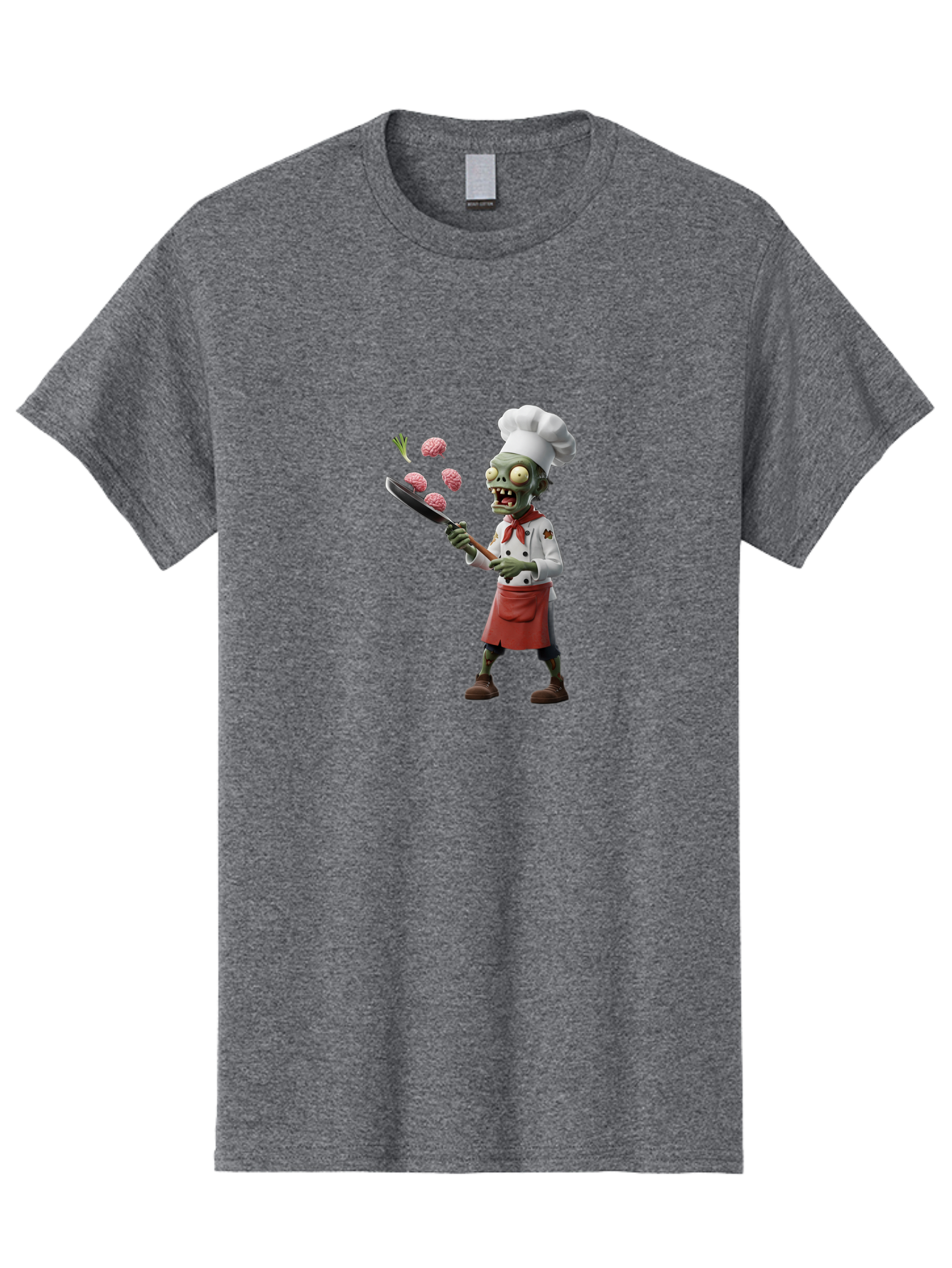 Zombie-Chef Men'S Graphic Tee, 100% Cotton, Comfortable Casual Summer Wear, Machine Washable, Zombie Chef Cooking Brains, Undead Culinary Delights, Spooky Kitchen Scene, Brain Cuisine, Horror Cooking, Creepy Chef, Zombie Cooking Show Bad948 4