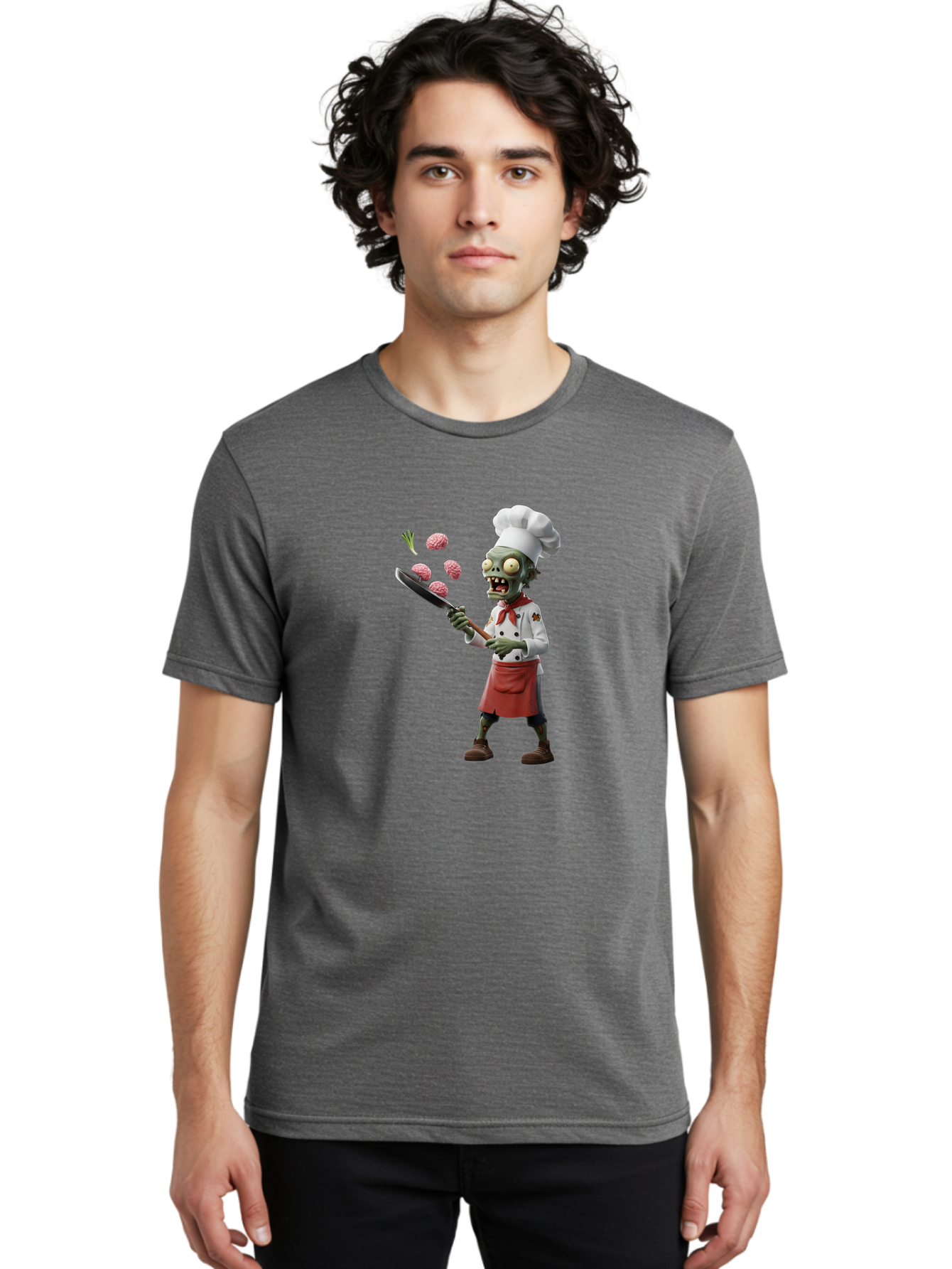 Zombie-Chef Men'S Graphic Tee, 100% Cotton, Comfortable Casual Summer Wear, Machine Washable, Zombie Chef Cooking Brains, Undead Culinary Delights, Spooky Kitchen Scene, Brain Cuisine, Horror Cooking, Creepy Chef, Zombie Cooking Show Bad948 19