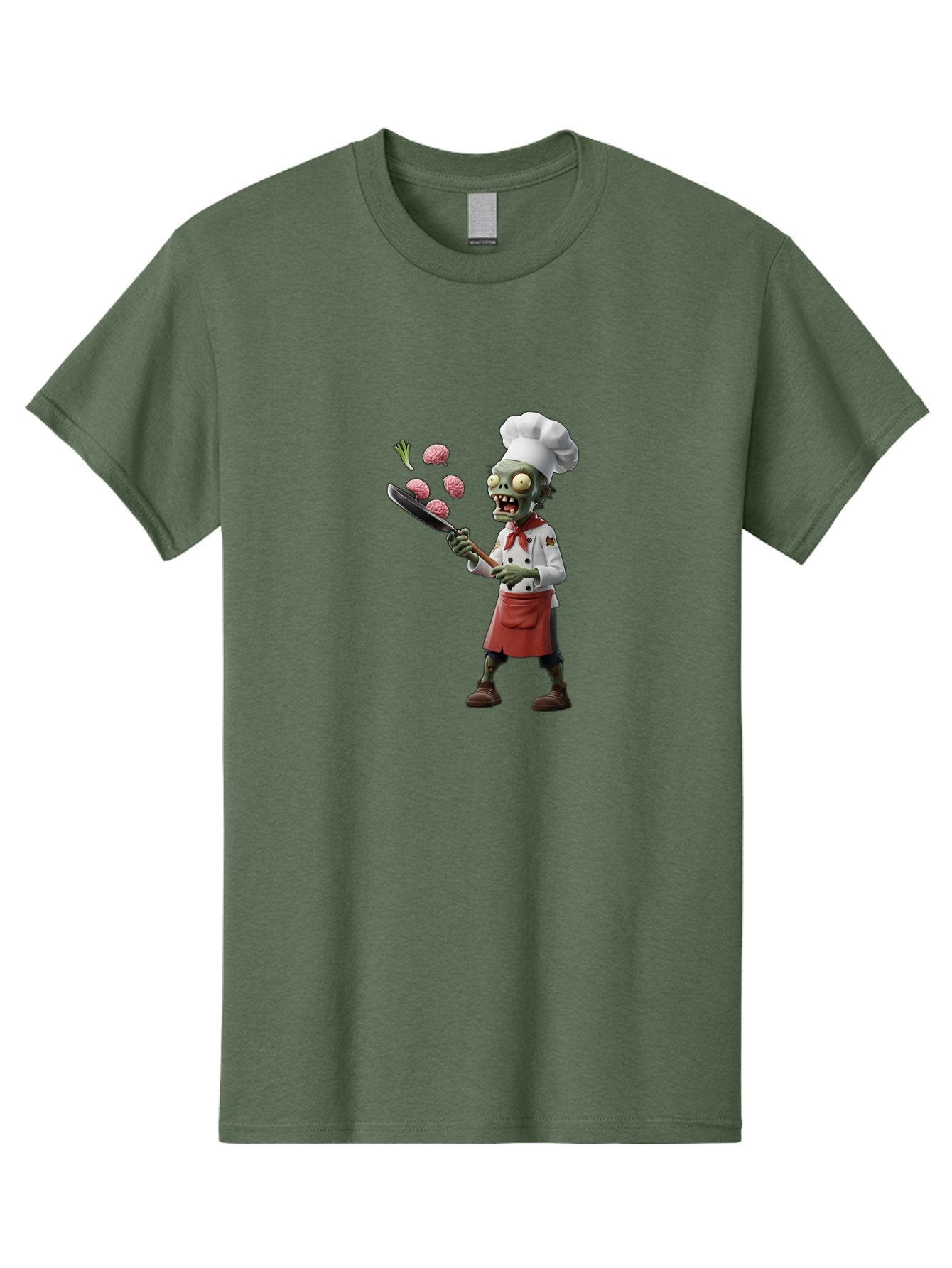 Zombie-Chef Men'S Graphic Tee, 100% Cotton, Comfortable Casual Summer Wear, Machine Washable, Zombie Chef Cooking Brains, Undead Culinary Delights, Spooky Kitchen Scene, Brain Cuisine, Horror Cooking, Creepy Chef, Zombie Cooking Show Bad948 10