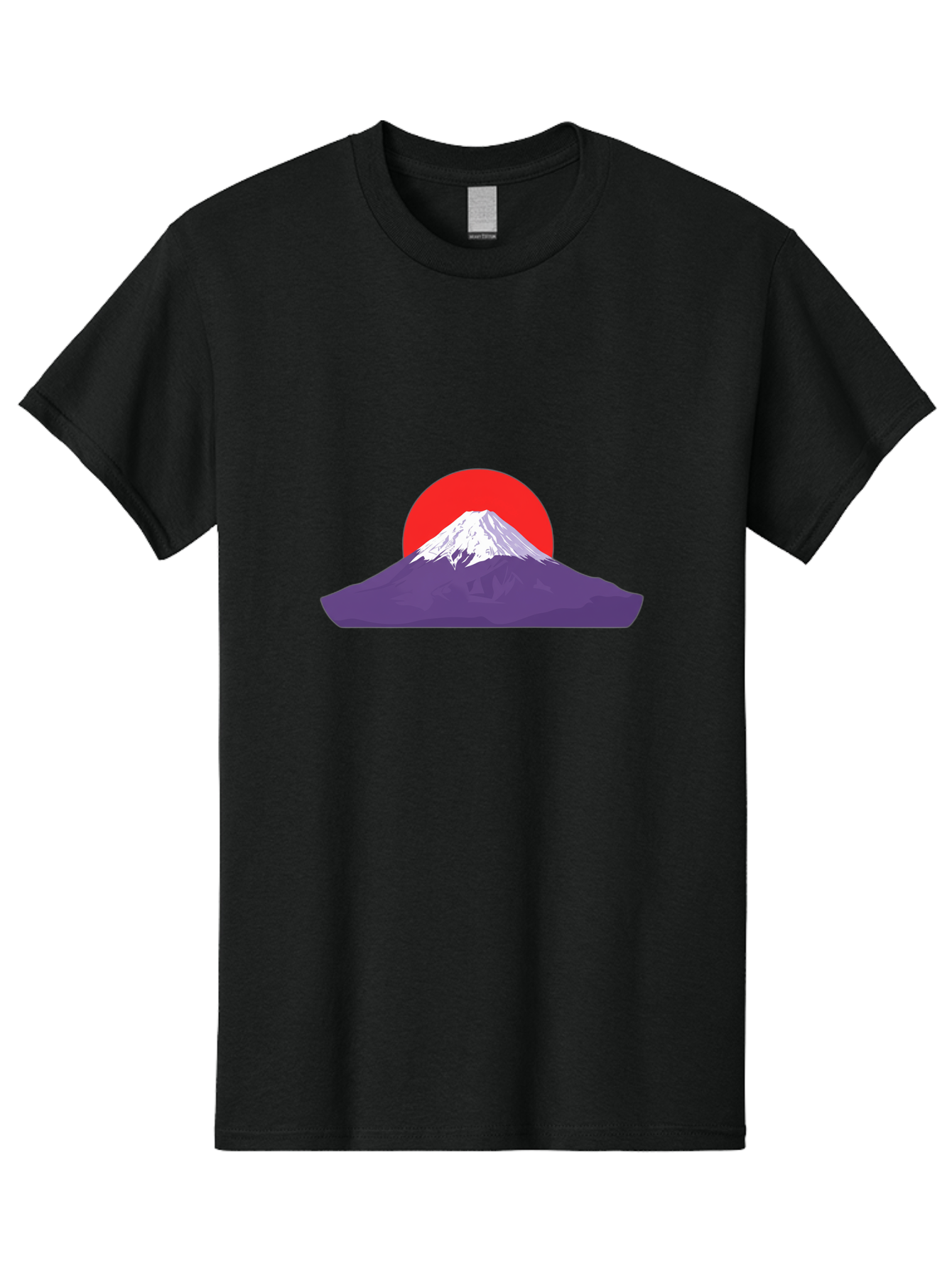 Fuji Men'S Graphic Tee, 100% Cotton, Comfortable Casual Summer Wear, Machine Washable, Mount Fuji Landscape, Red Sun, White Snow, Purple Mountain, Japan Scenery, Minimalist Art, Simple Shapes, Iconic Landmark, Serene Atmosphere, Bad952