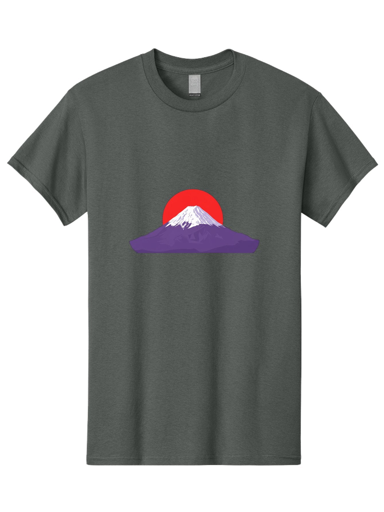 Fuji Men'S Graphic Tee, 100% Cotton, Comfortable Casual Summer Wear, Machine Washable, Mount Fuji Landscape, Red Sun, White Snow, Purple Mountain, Japan Scenery, Minimalist Art, Simple Shapes, Iconic Landmark, Serene Atmosphere, Bad952 6