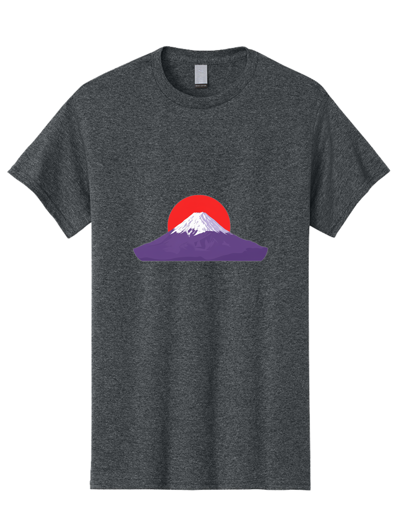 Fuji Men'S Graphic Tee, 100% Cotton, Comfortable Casual Summer Wear, Machine Washable, Mount Fuji Landscape, Red Sun, White Snow, Purple Mountain, Japan Scenery, Minimalist Art, Simple Shapes, Iconic Landmark, Serene Atmosphere, Bad952