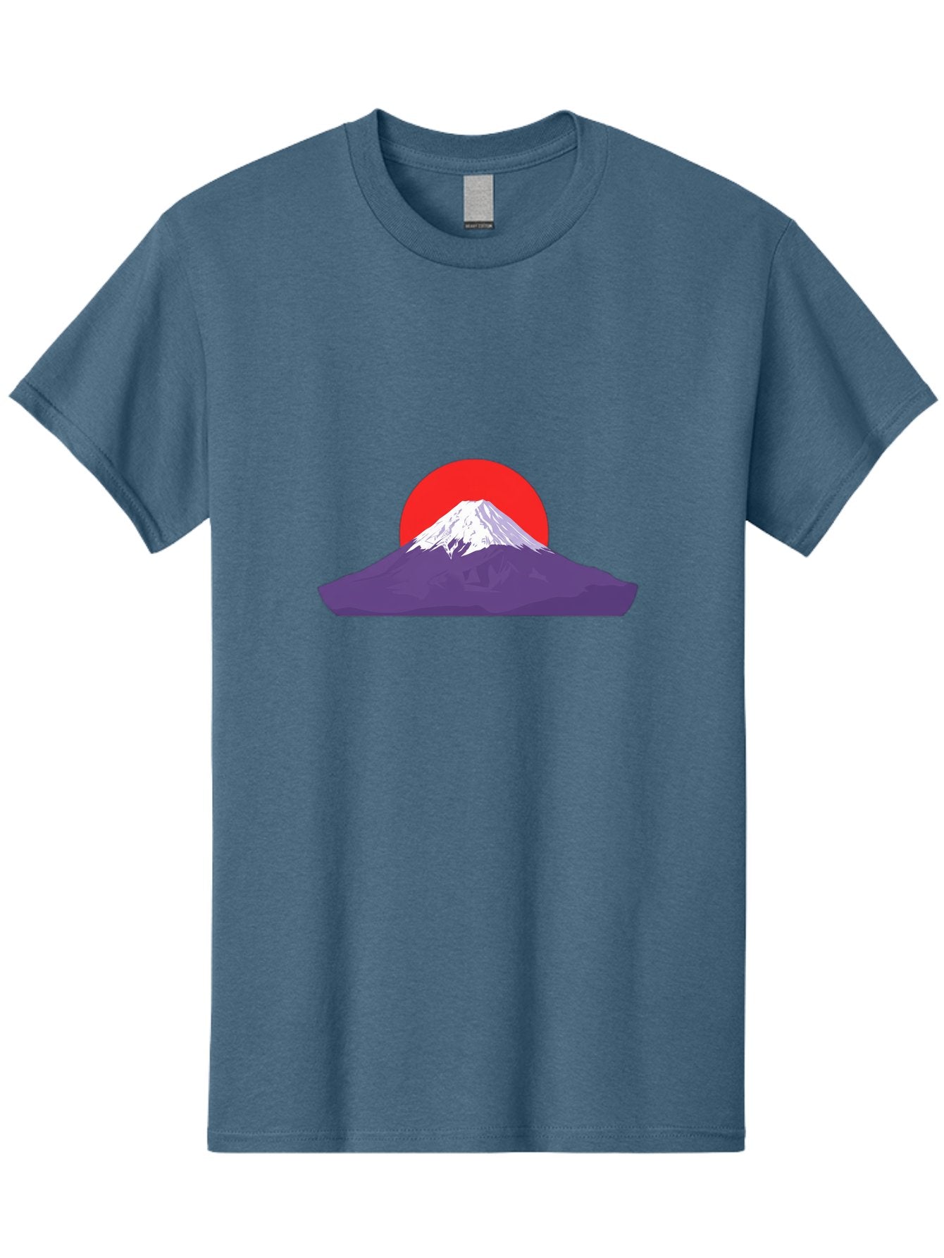 Fuji Men'S Graphic Tee, 100% Cotton, Comfortable Casual Summer Wear, Machine Washable, Mount Fuji Landscape, Red Sun, White Snow, Purple Mountain, Japan Scenery, Minimalist Art, Simple Shapes, Iconic Landmark, Serene Atmosphere, Bad952 13