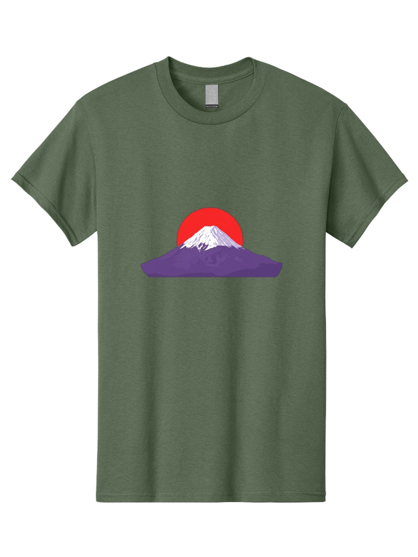 Fuji Men'S Graphic Tee, 100% Cotton, Comfortable Casual Summer Wear, Machine Washable, Mount Fuji Landscape, Red Sun, White Snow, Purple Mountain, Japan Scenery, Minimalist Art, Simple Shapes, Iconic Landmark, Serene Atmosphere, Bad952 10