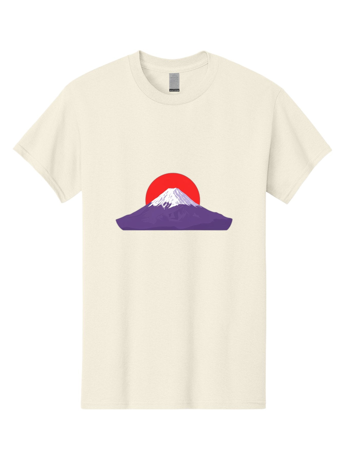 Fuji Men'S Graphic Tee, 100% Cotton, Comfortable Casual Summer Wear, Machine Washable, Mount Fuji Landscape, Red Sun, White Snow, Purple Mountain, Japan Scenery, Minimalist Art, Simple Shapes, Iconic Landmark, Serene Atmosphere, Bad952 7
