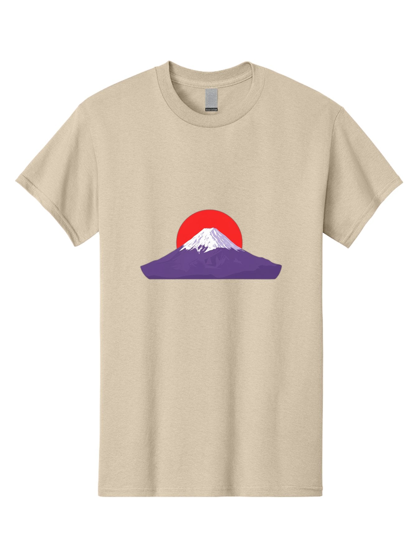 Fuji Men'S Graphic Tee, 100% Cotton, Comfortable Casual Summer Wear, Machine Washable, Mount Fuji Landscape, Red Sun, White Snow, Purple Mountain, Japan Scenery, Minimalist Art, Simple Shapes, Iconic Landmark, Serene Atmosphere, Bad952 5