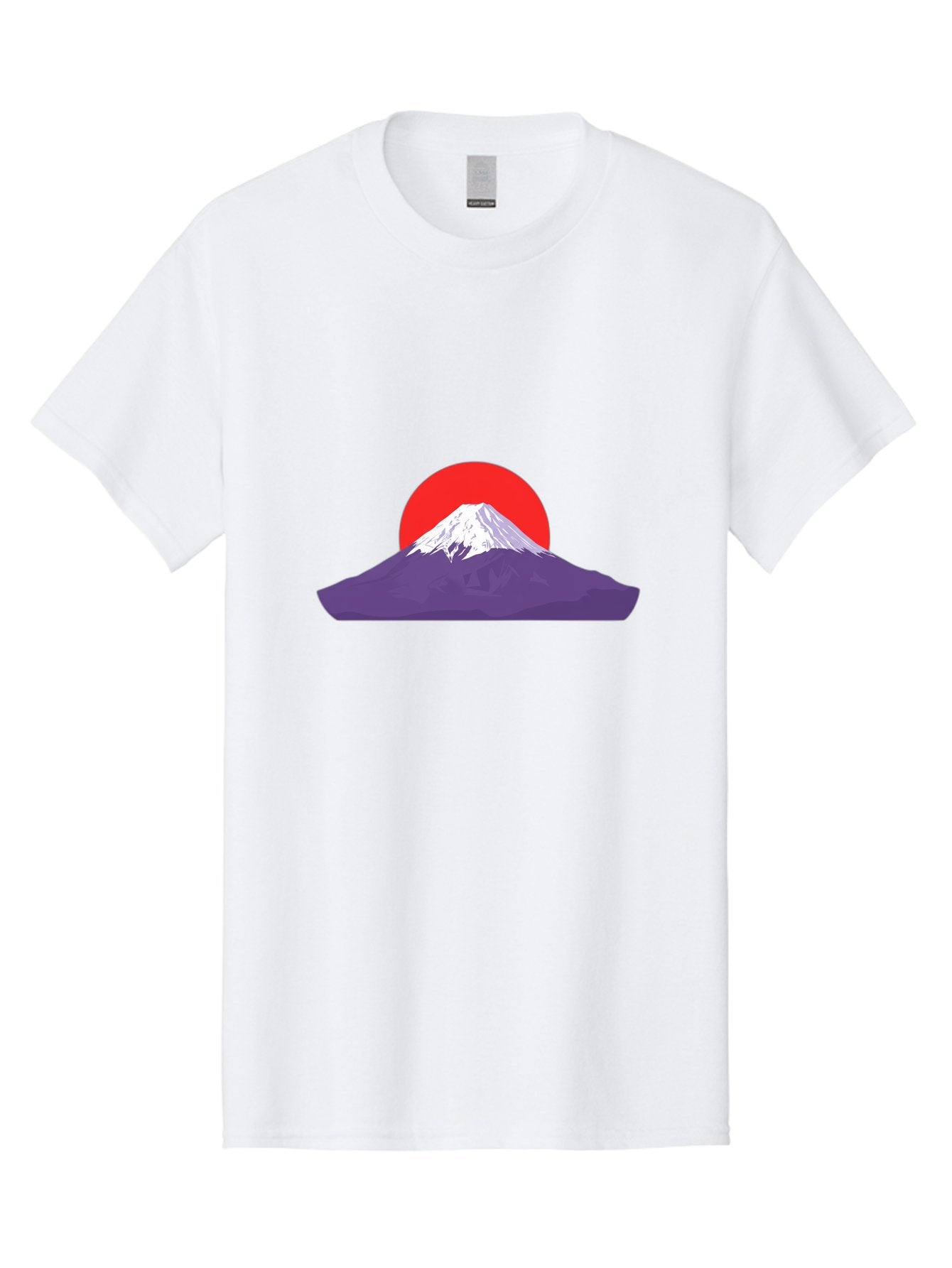 Fuji Men'S Graphic Tee, 100% Cotton, Comfortable Casual Summer Wear, Machine Washable, Mount Fuji Landscape, Red Sun, White Snow, Purple Mountain, Japan Scenery, Minimalist Art, Simple Shapes, Iconic Landmark, Serene Atmosphere, Bad952 9