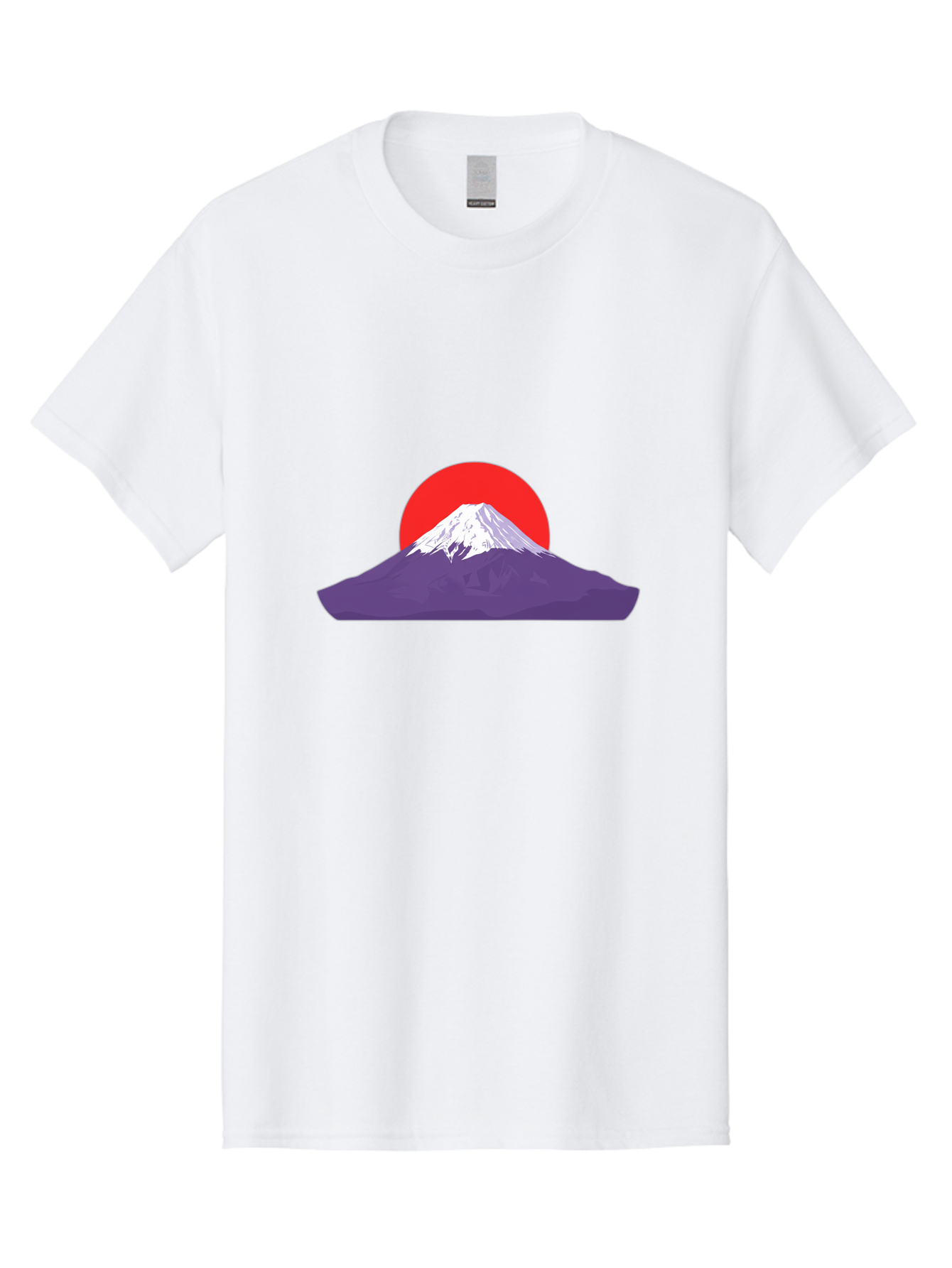 Fuji Men'S Graphic Tee, 100% Cotton, Comfortable Casual Summer Wear, Machine Washable, Mount Fuji Landscape, Red Sun, White Snow, Purple Mountain, Japan Scenery, Minimalist Art, Simple Shapes, Iconic Landmark, Serene Atmosphere, Bad952 5