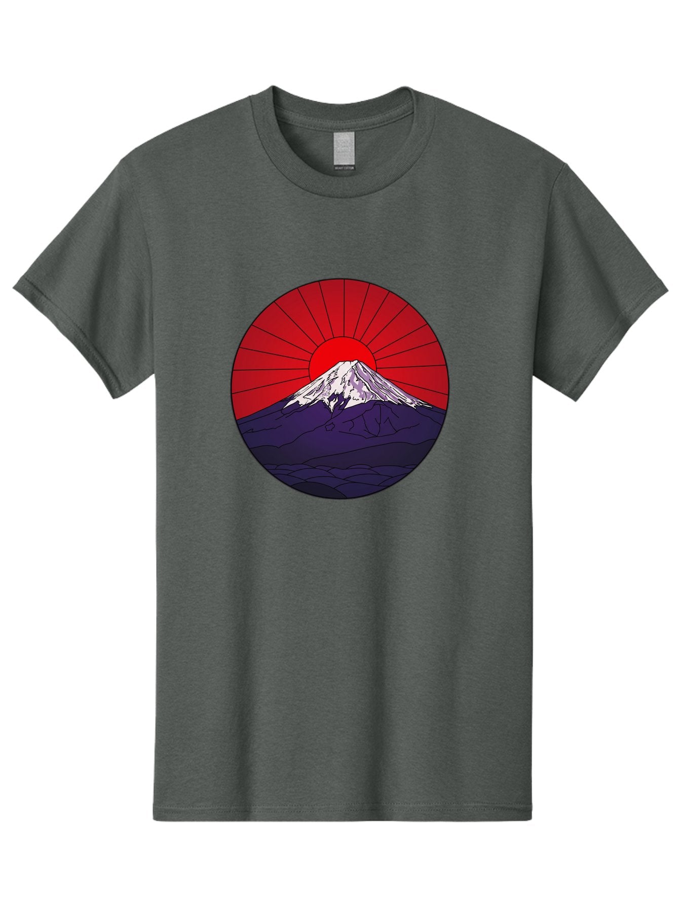 Fujisan Men'S Graphic Tee, 100% Cotton, Comfortable Casual Summer Wear, Machine Washable, Mount Fuji Landscape, Red Sunrise, Iconic Mountain, Japan Scenery, Minimalist Art, Sunrise Over Mountains, Snow-Capped Peak Bad953 15