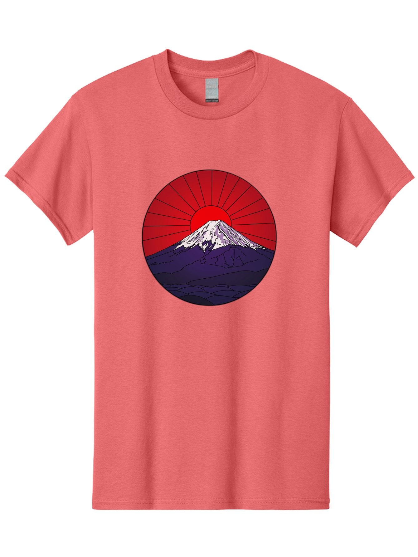 Fujisan Men'S Graphic Tee, 100% Cotton, Comfortable Casual Summer Wear, Machine Washable, Mount Fuji Landscape, Red Sunrise, Iconic Mountain, Japan Scenery, Minimalist Art, Sunrise Over Mountains, Snow-Capped Peak Bad953 10