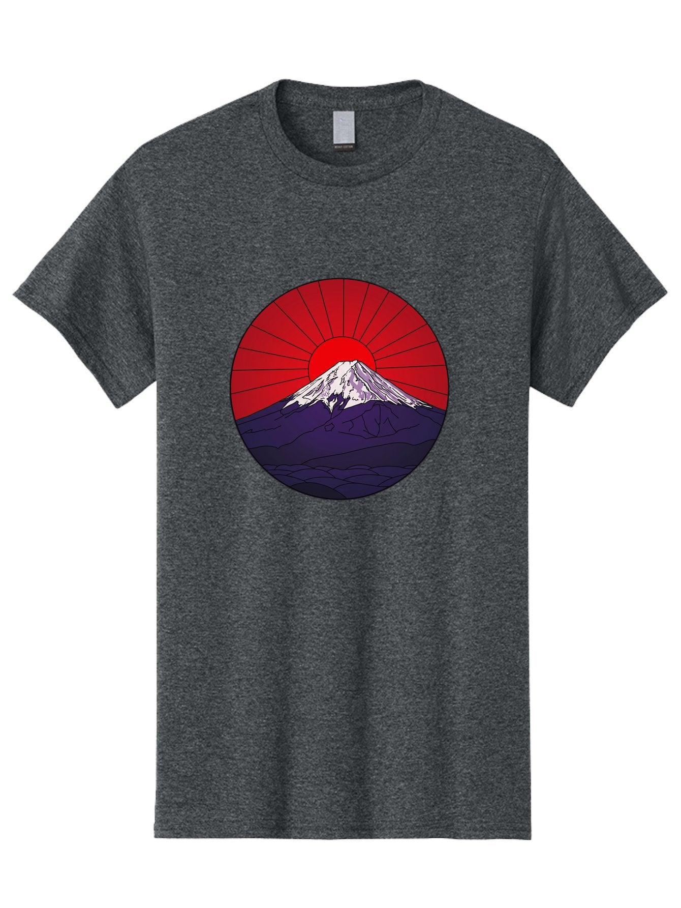 Fujisan Men'S Graphic Tee, 100% Cotton, Comfortable Casual Summer Wear, Machine Washable, Mount Fuji Landscape, Red Sunrise, Iconic Mountain, Japan Scenery, Minimalist Art, Sunrise Over Mountains, Snow-Capped Peak Bad953 6