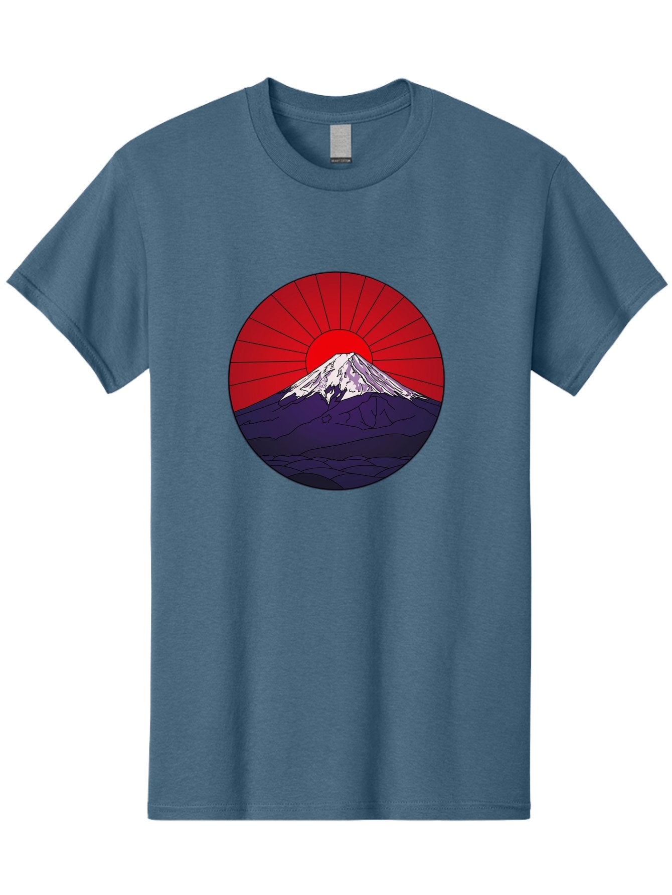 Fujisan Men'S Graphic Tee, 100% Cotton, Comfortable Casual Summer Wear, Machine Washable, Mount Fuji Landscape, Red Sunrise, Iconic Mountain, Japan Scenery, Minimalist Art, Sunrise Over Mountains, Snow-Capped Peak Bad953 9