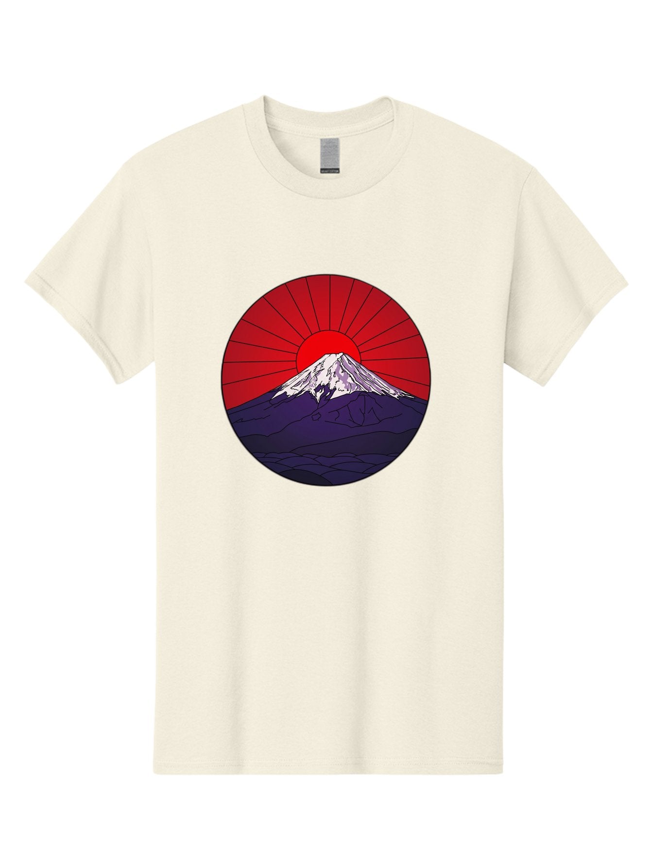 Fujisan Men'S Graphic Tee, 100% Cotton, Comfortable Casual Summer Wear, Machine Washable, Mount Fuji Landscape, Red Sunrise, Iconic Mountain, Japan Scenery, Minimalist Art, Sunrise Over Mountains, Snow-Capped Peak Bad953 13