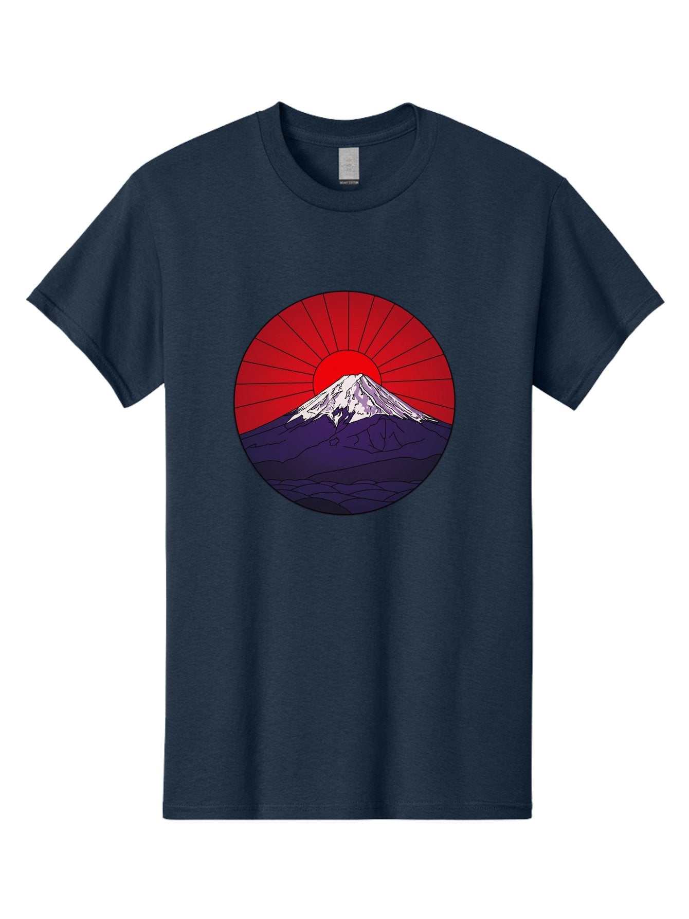 Fujisan Men'S Graphic Tee, 100% Cotton, Comfortable Casual Summer Wear, Machine Washable, Mount Fuji Landscape, Red Sunrise, Iconic Mountain, Japan Scenery, Minimalist Art, Sunrise Over Mountains, Snow-Capped Peak Bad953 14