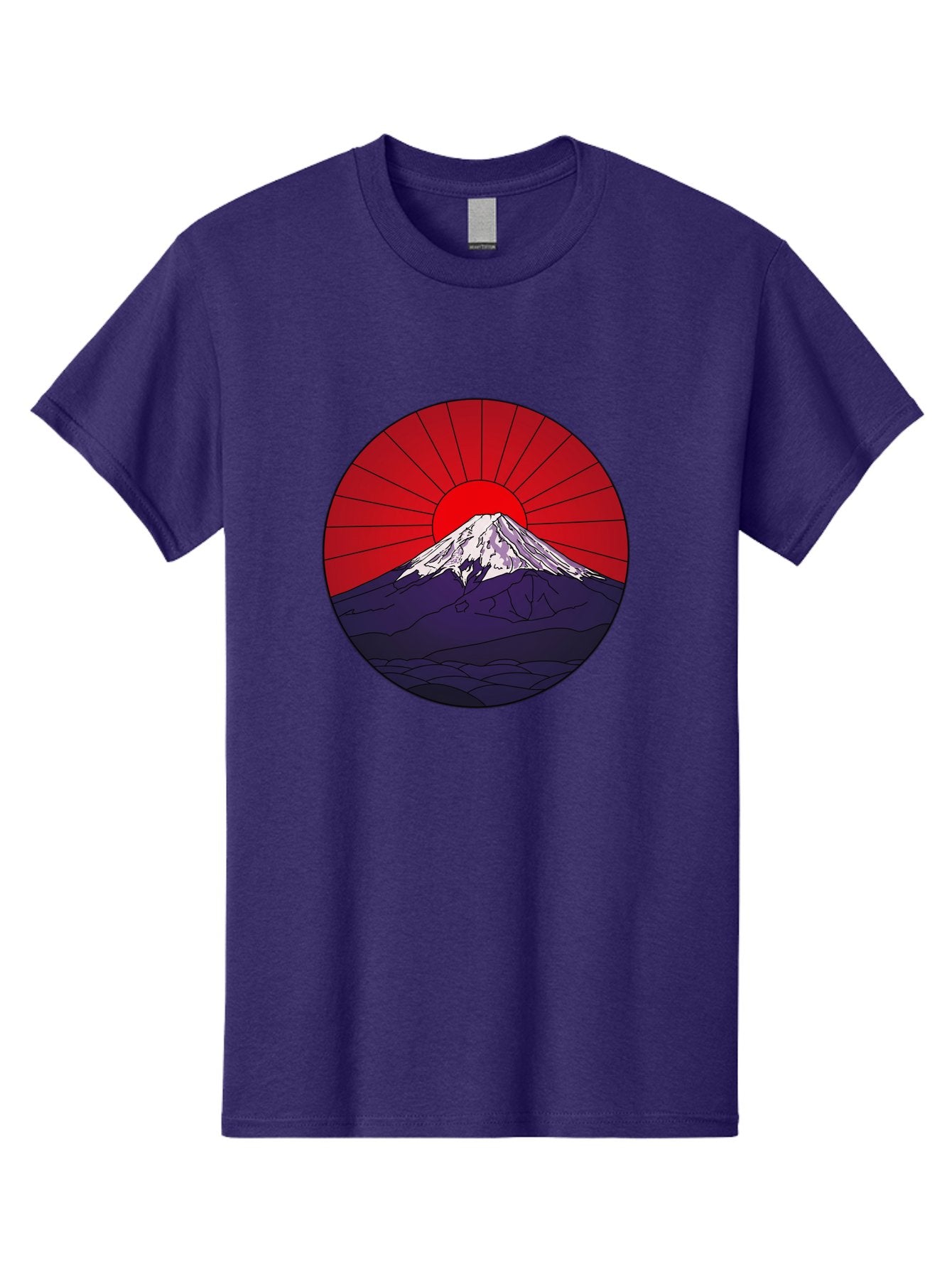 Fujisan Men'S Graphic Tee, 100% Cotton, Comfortable Casual Summer Wear, Machine Washable, Mount Fuji Landscape, Red Sunrise, Iconic Mountain, Japan Scenery, Minimalist Art, Sunrise Over Mountains, Snow-Capped Peak Bad953 8