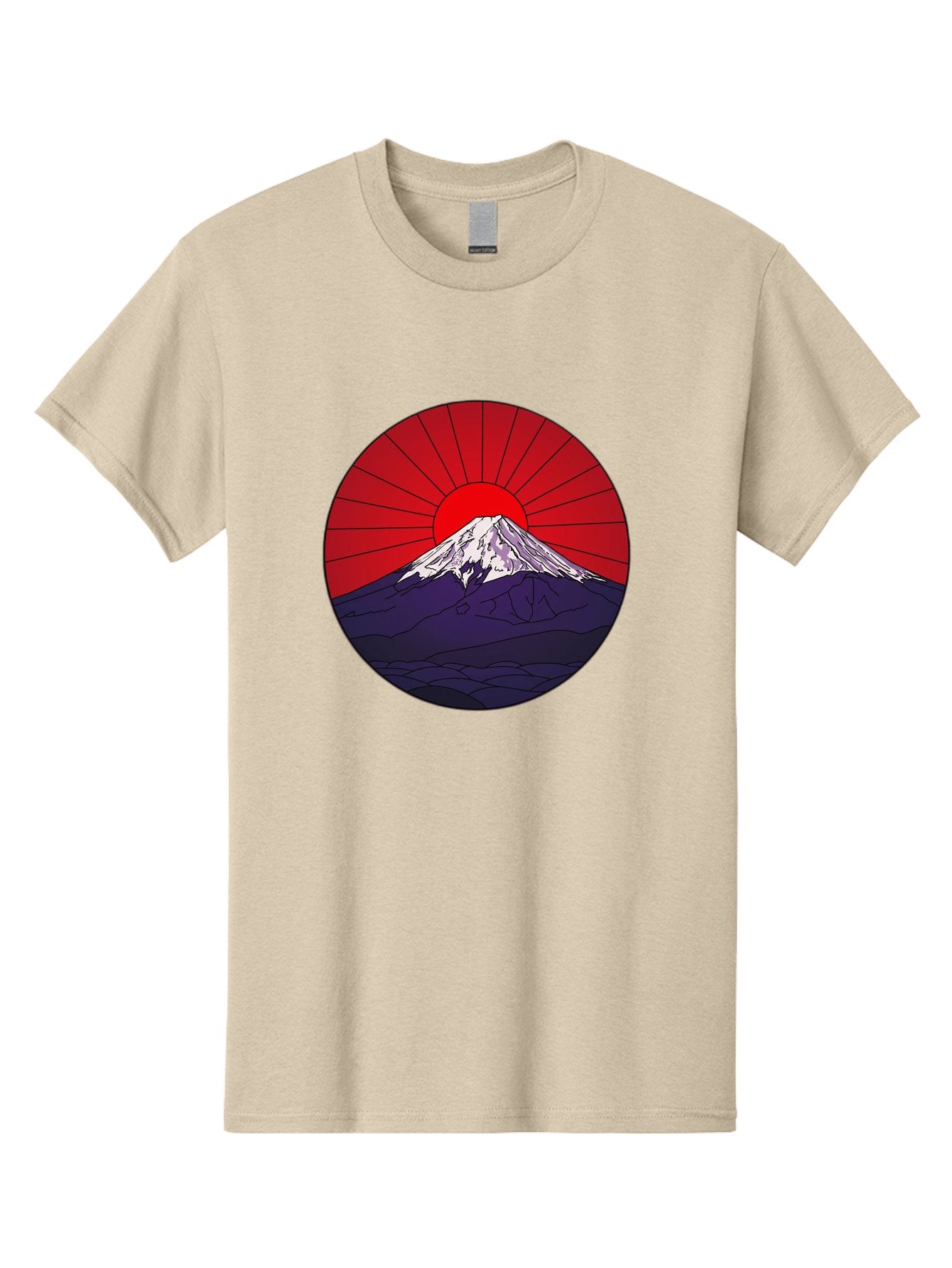 Fujisan Men'S Graphic Tee, 100% Cotton, Comfortable Casual Summer Wear, Machine Washable, Mount Fuji Landscape, Red Sunrise, Iconic Mountain, Japan Scenery, Minimalist Art, Sunrise Over Mountains, Snow-Capped Peak Bad953 12