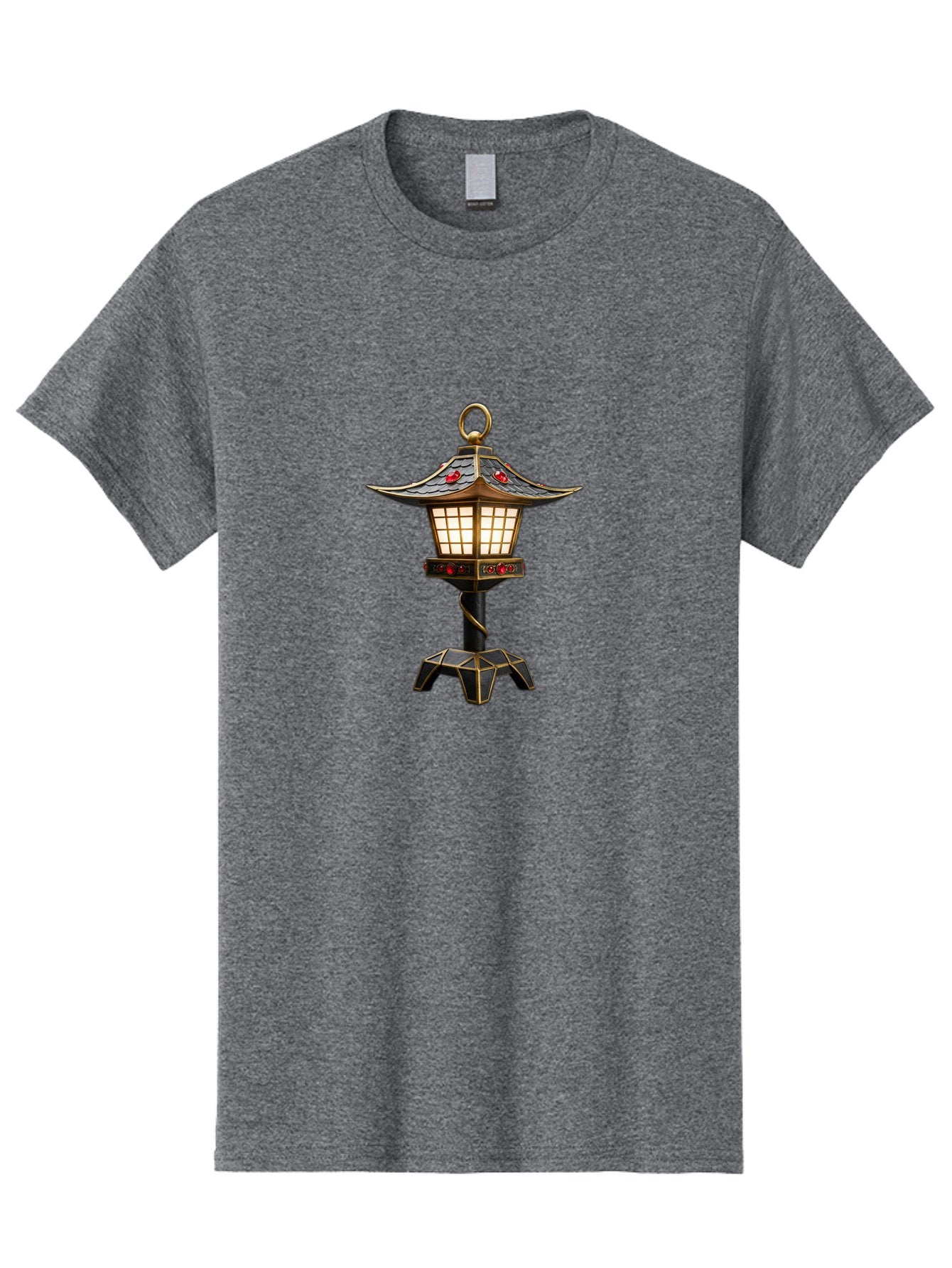 Japanese-Lantern-2 Men'S Graphic Tee, 100% Cotton, Comfortable Casual Summer Wear, Machine Washable, Traditional Pagoda Lantern, Ornate Metalwork, Red Gemstones, Gold Trim, Soft Glow, Warm Lighting, Japanese Decor, Oriental Design, Bad955 14