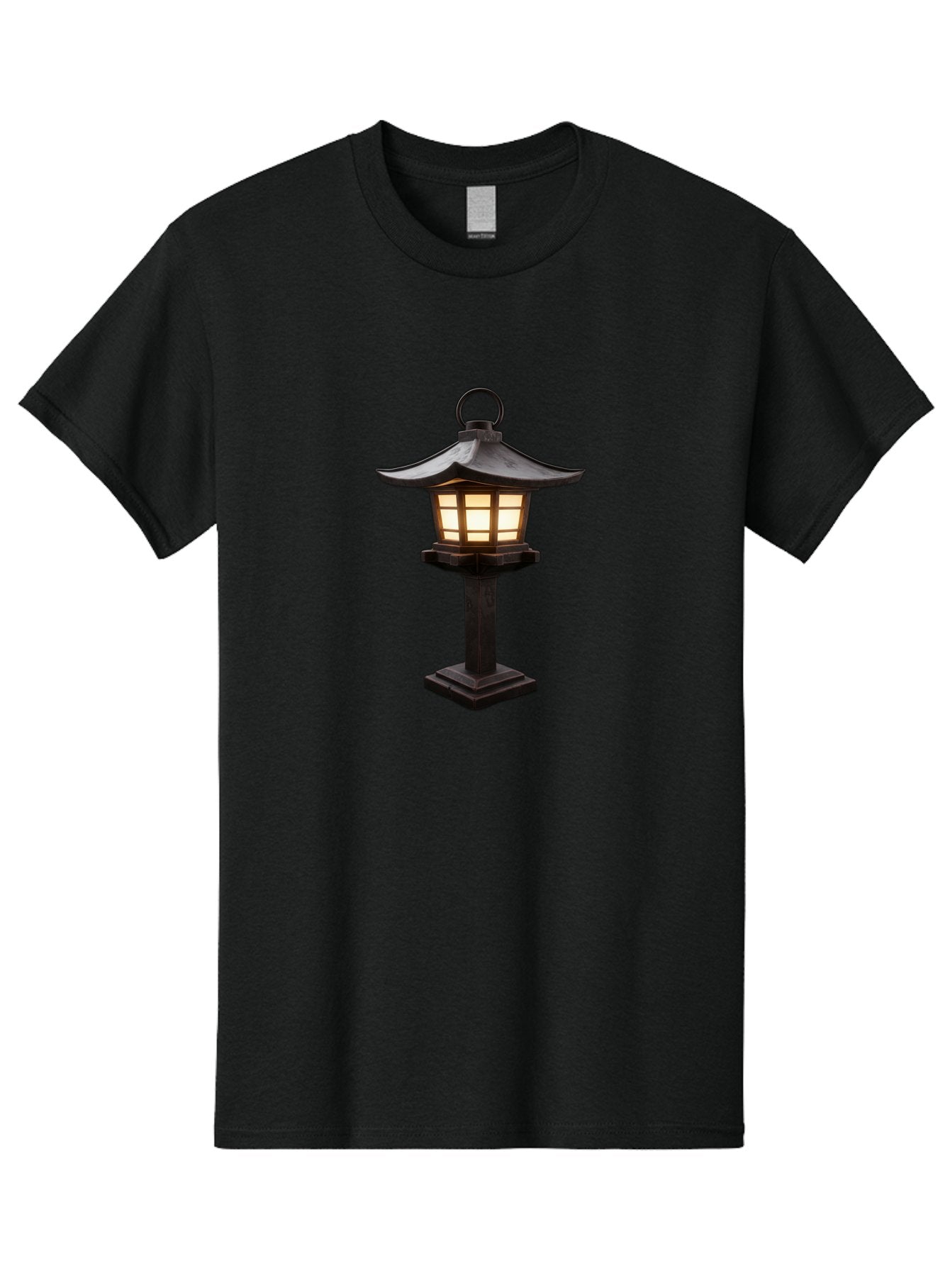Japanese-Lantern Men'S Graphic Tee, 100% Cotton, Comfortable Casual Summer Wear, Machine Washable, Outdoor Lamp, Japanese Style, Lantern Design, Black Metal, Frosted Glass, Soft Lighting, Garden Decor, Zen Inspiration, Pagoda Roof Bad956 5