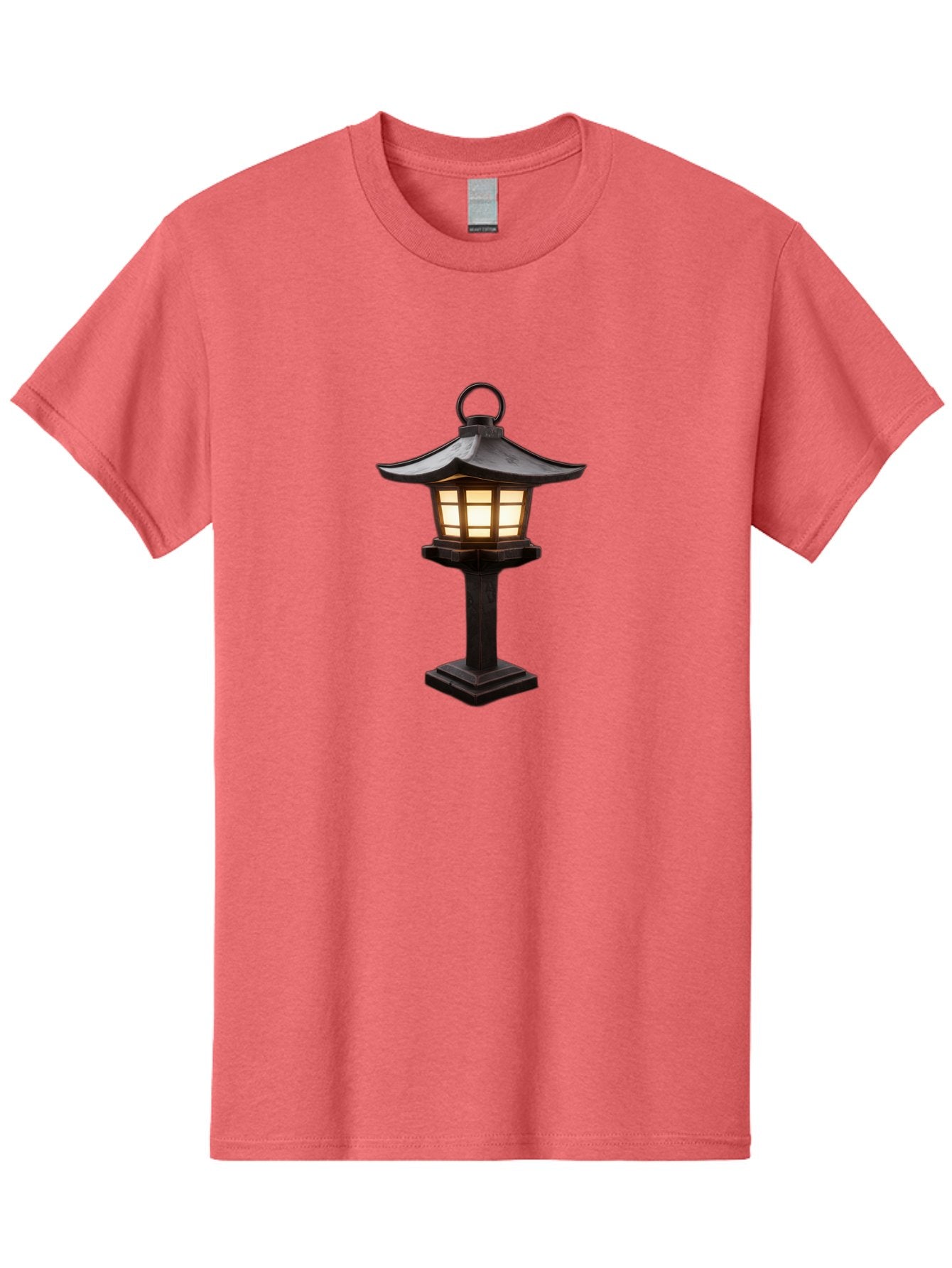 Japanese-Lantern Men'S Graphic Tee, 100% Cotton, Comfortable Casual Summer Wear, Machine Washable, Outdoor Lamp, Japanese Style, Lantern Design, Black Metal, Frosted Glass, Soft Lighting, Garden Decor, Zen Inspiration, Pagoda Roof Bad956 6
