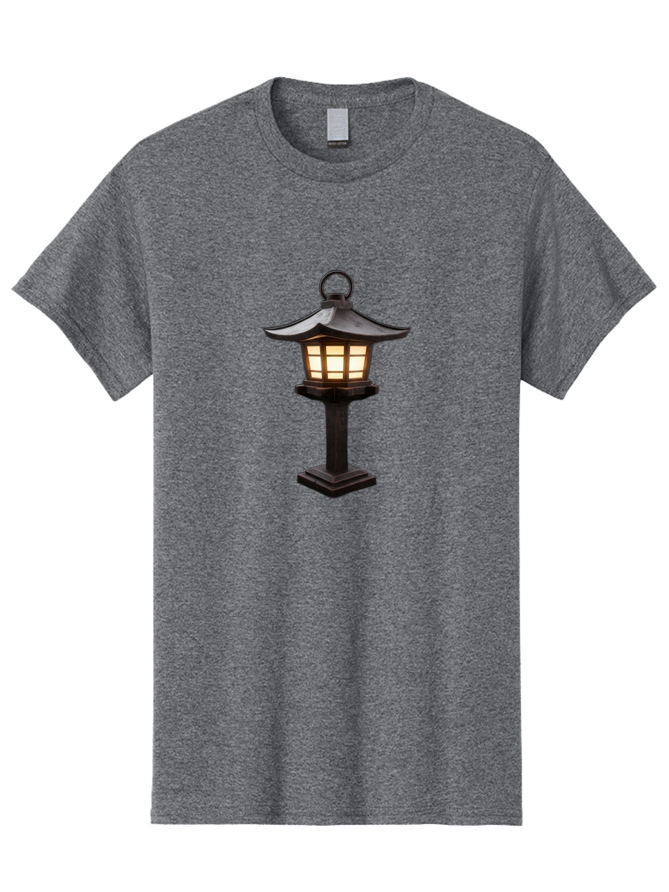 Japanese-Lantern Men'S Graphic Tee, 100% Cotton, Comfortable Casual Summer Wear, Machine Washable, Outdoor Lamp, Japanese Style, Lantern Design, Black Metal, Frosted Glass, Soft Lighting, Garden Decor, Zen Inspiration, Pagoda Roof Bad956 3