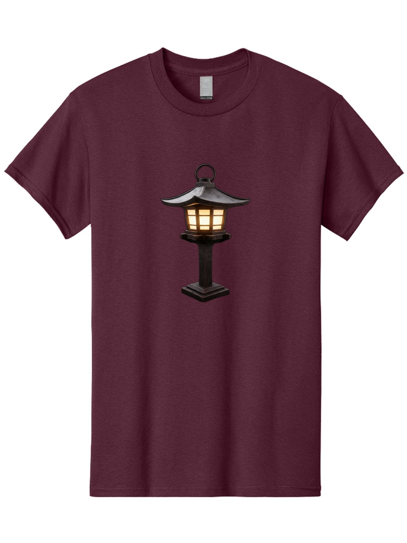 Japanese-Lantern Men'S Graphic Tee, 100% Cotton, Comfortable Casual Summer Wear, Machine Washable, Outdoor Lamp, Japanese Style, Lantern Design, Black Metal, Frosted Glass, Soft Lighting, Garden Decor, Zen Inspiration, Pagoda Roof Bad956 13