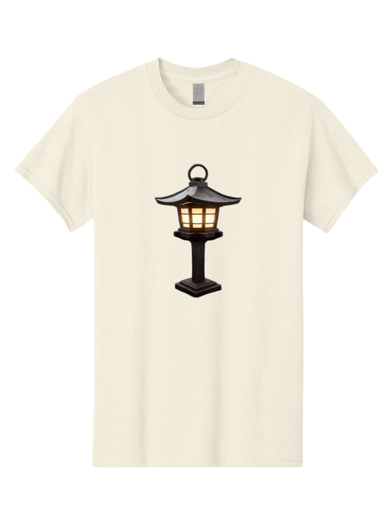 Japanese-Lantern Men'S Graphic Tee, 100% Cotton, Comfortable Casual Summer Wear, Machine Washable, Outdoor Lamp, Japanese Style, Lantern Design, Black Metal, Frosted Glass, Soft Lighting, Garden Decor, Zen Inspiration, Pagoda Roof Bad956 7