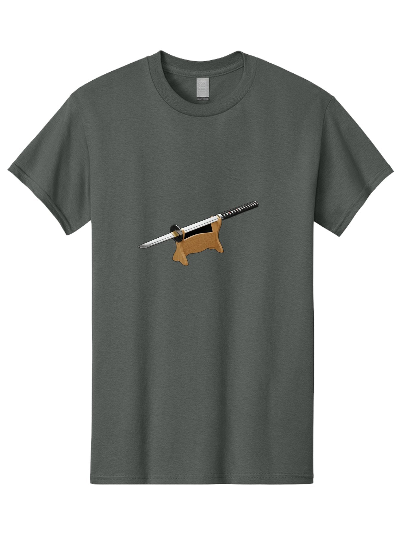 Katana-Sword Men'S Graphic Tee, 100% Cotton, Comfortable Casual Summer Wear, Machine Washable, Samurai Sword, Katana, Japanese Sword, Wooden Stand, Metal Guard, Hand Grip, Sword Display, Martial Arts Equipment, Historical Weapon Bad960 8
