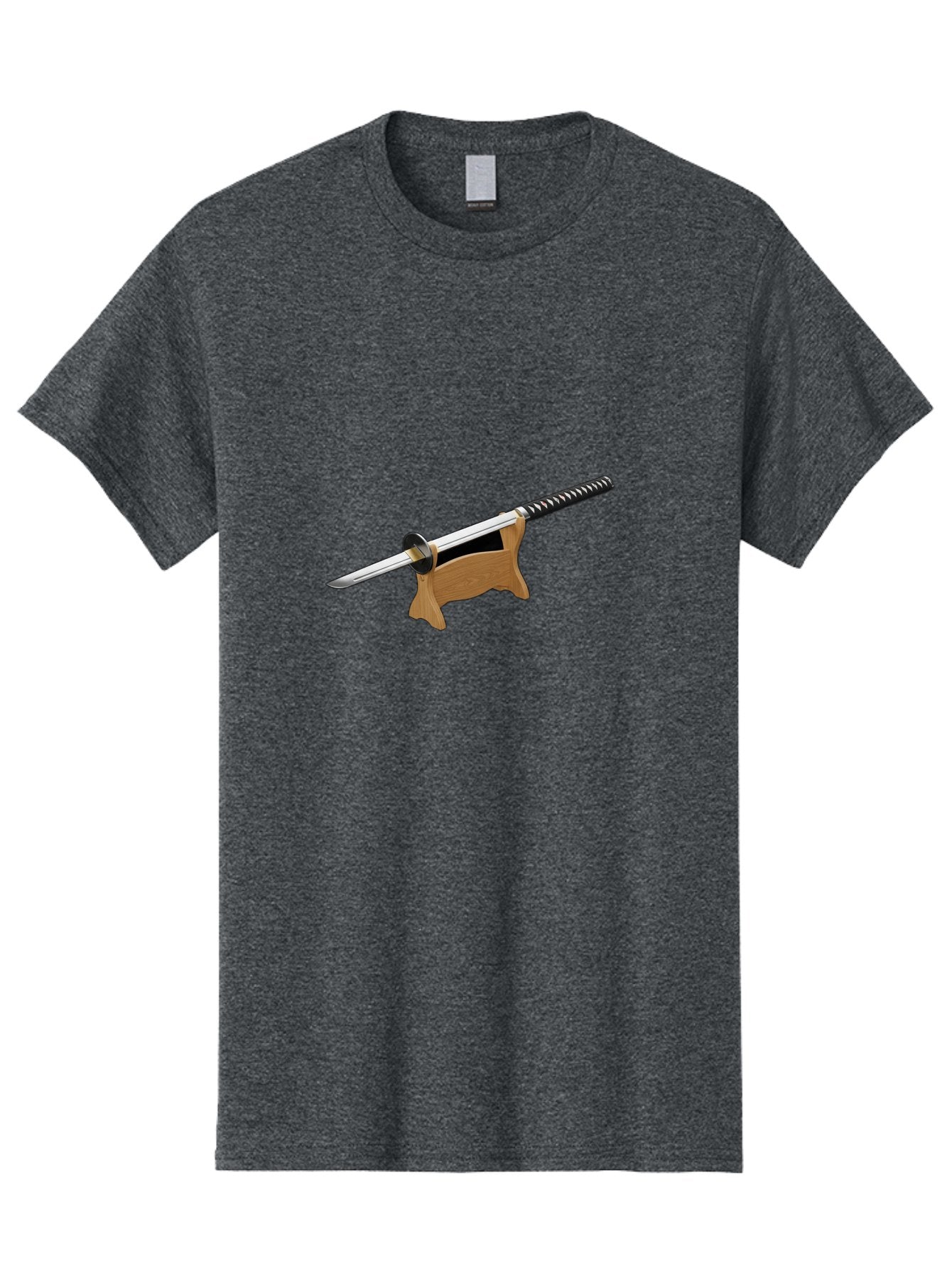 Katana-Sword Men'S Graphic Tee, 100% Cotton, Comfortable Casual Summer Wear, Machine Washable, Samurai Sword, Katana, Japanese Sword, Wooden Stand, Metal Guard, Hand Grip, Sword Display, Martial Arts Equipment, Historical Weapon Bad960 7