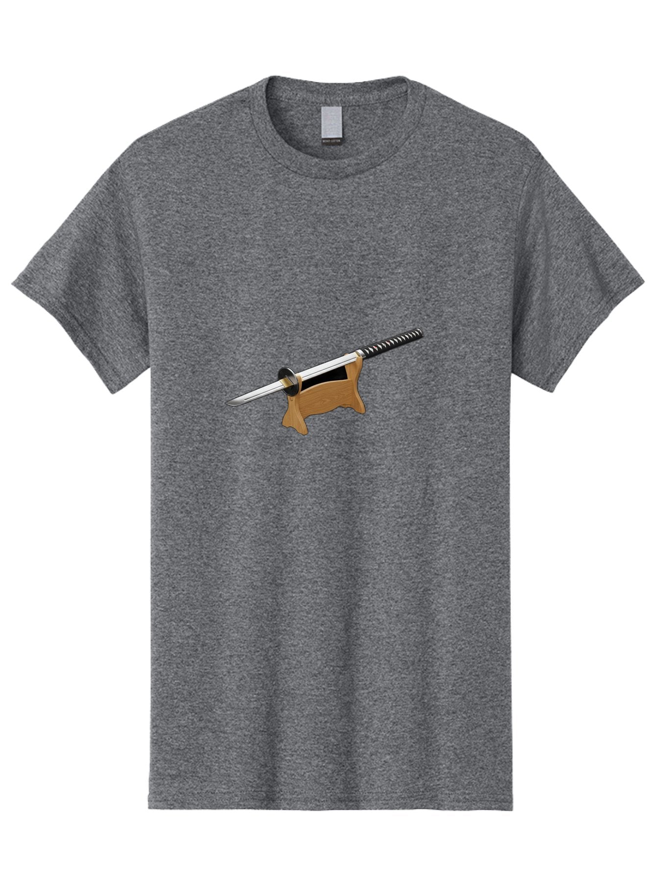 Katana-Sword Men'S Graphic Tee, 100% Cotton, Comfortable Casual Summer Wear, Machine Washable, Samurai Sword, Katana, Japanese Sword, Wooden Stand, Metal Guard, Hand Grip, Sword Display, Martial Arts Equipment, Historical Weapon Bad960 10