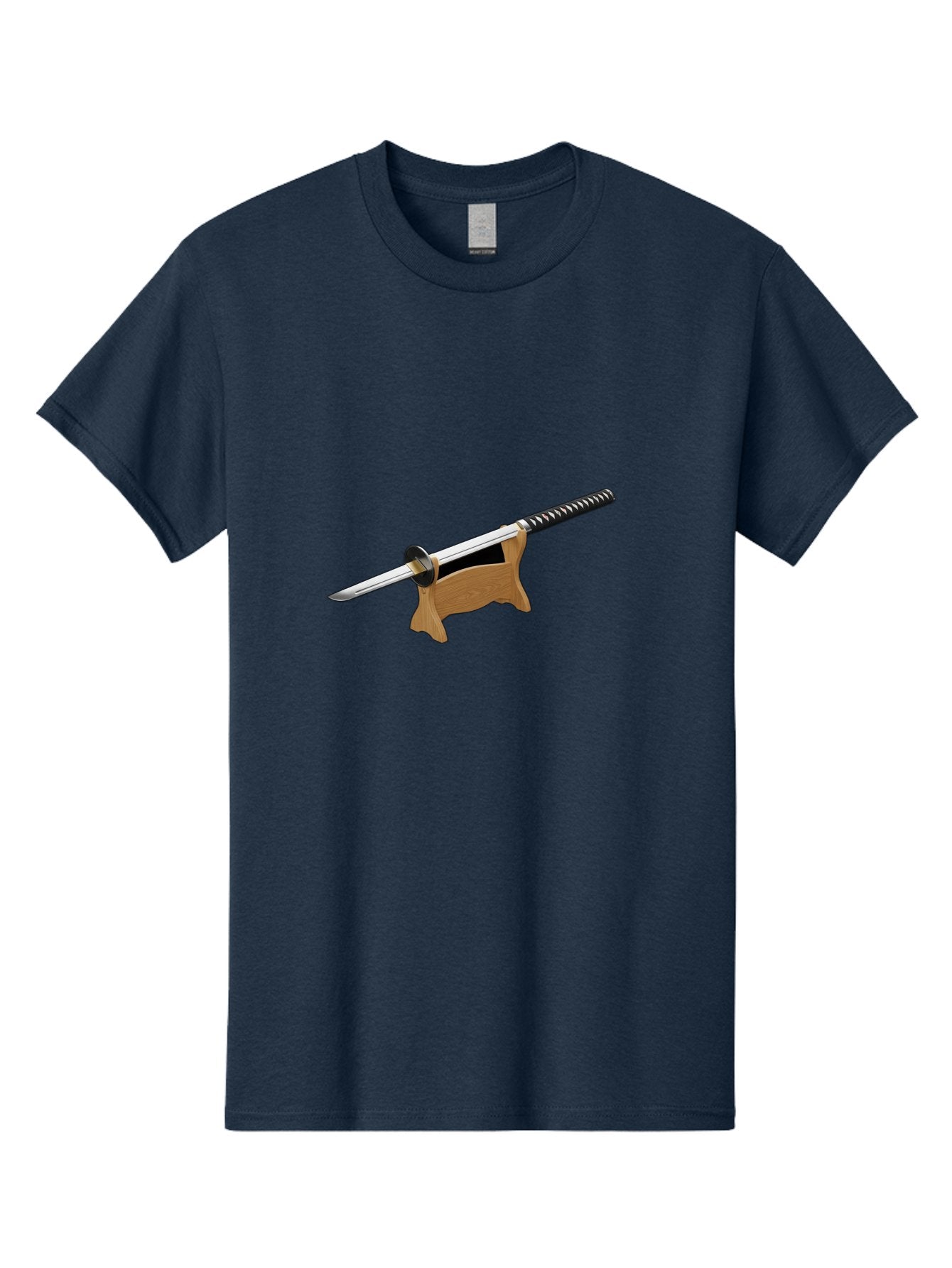 Katana-Sword Men'S Graphic Tee, 100% Cotton, Comfortable Casual Summer Wear, Machine Washable, Samurai Sword, Katana, Japanese Sword, Wooden Stand, Metal Guard, Hand Grip, Sword Display, Martial Arts Equipment, Historical Weapon Bad960 14