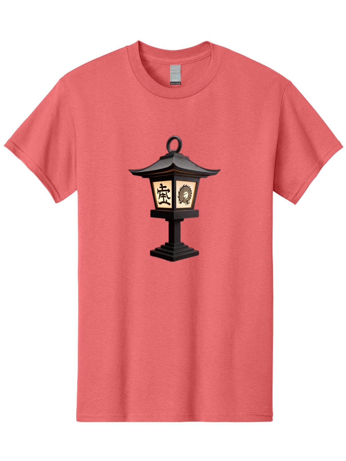 Koi-Lantern Men'S Graphic Tee, 100% Cotton, Comfortable Casual Summer Wear, Machine Washable, Japanese Lantern, Toro Lantern, Asian-Inspired Decor, Oriental Design, Kanji Symbol, Fish Motif, Traditional Lighting, Zen Garden, Pagoda-Style Roof Bad964 12