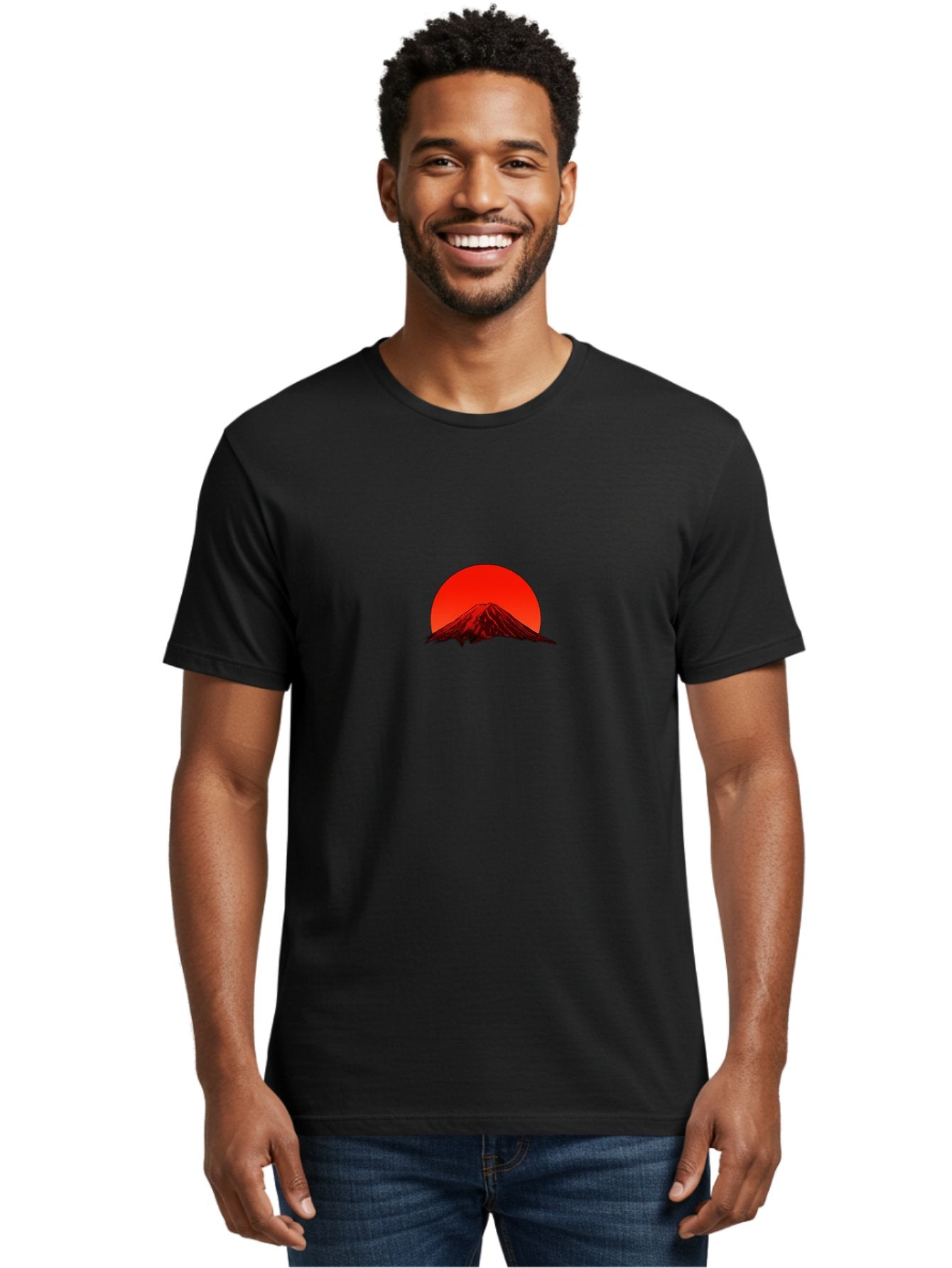 Mount-Fuji-1 Men'S Graphic Tee, 100% Cotton, Comfortable Casual Summer Wear, Machine Washable, Mount Fuji Silhouette, Red Sun, Japanese Landscape, Mountain Scenery, Serene Atmosphere, Iconic Landmark, Symbolic Imagery Bad966 23