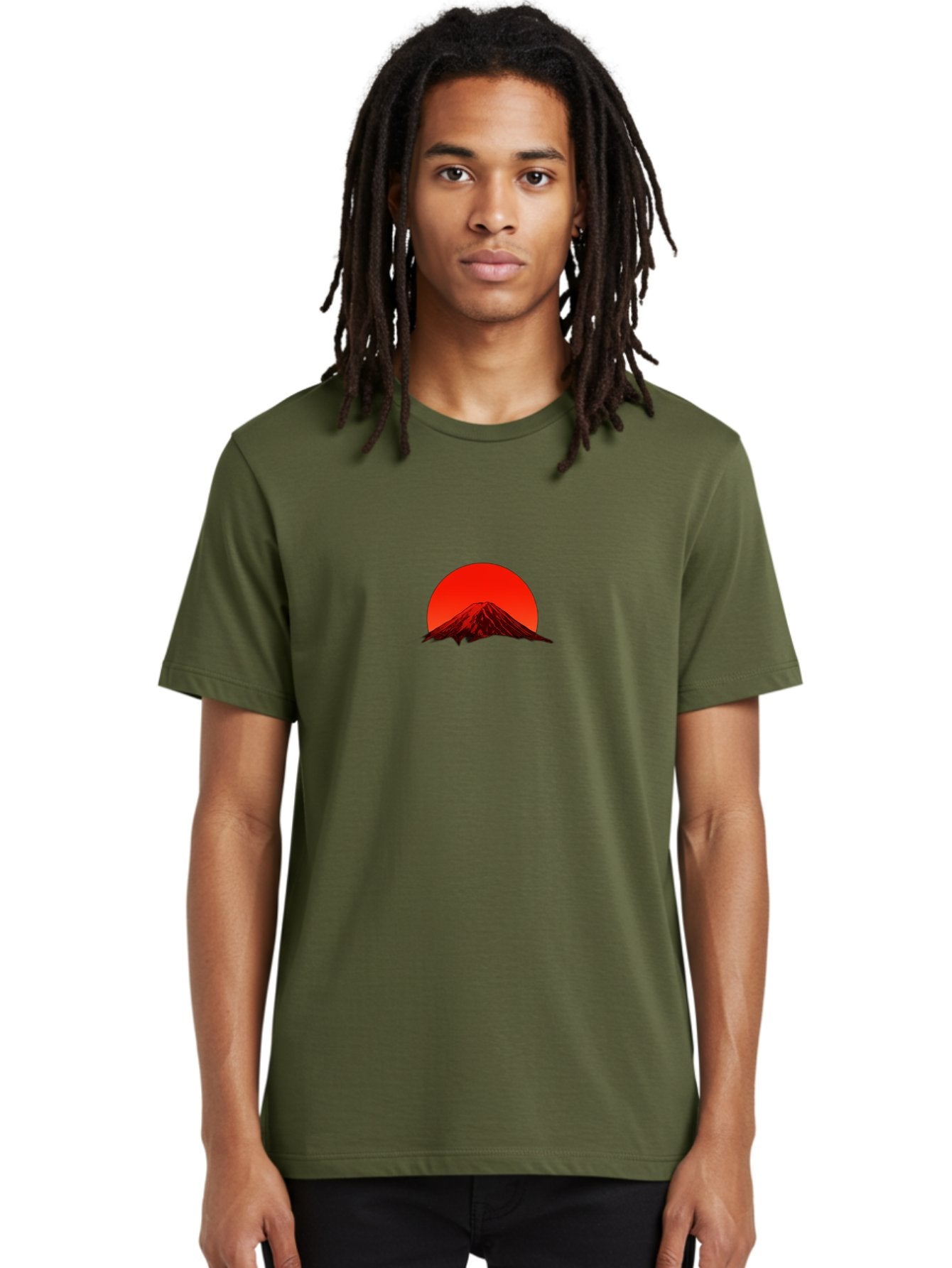 Mount-Fuji-1 Men'S Graphic Tee, 100% Cotton, Comfortable Casual Summer Wear, Machine Washable, Mount Fuji Silhouette, Red Sun, Japanese Landscape, Mountain Scenery, Serene Atmosphere, Iconic Landmark, Symbolic Imagery Bad966 20
