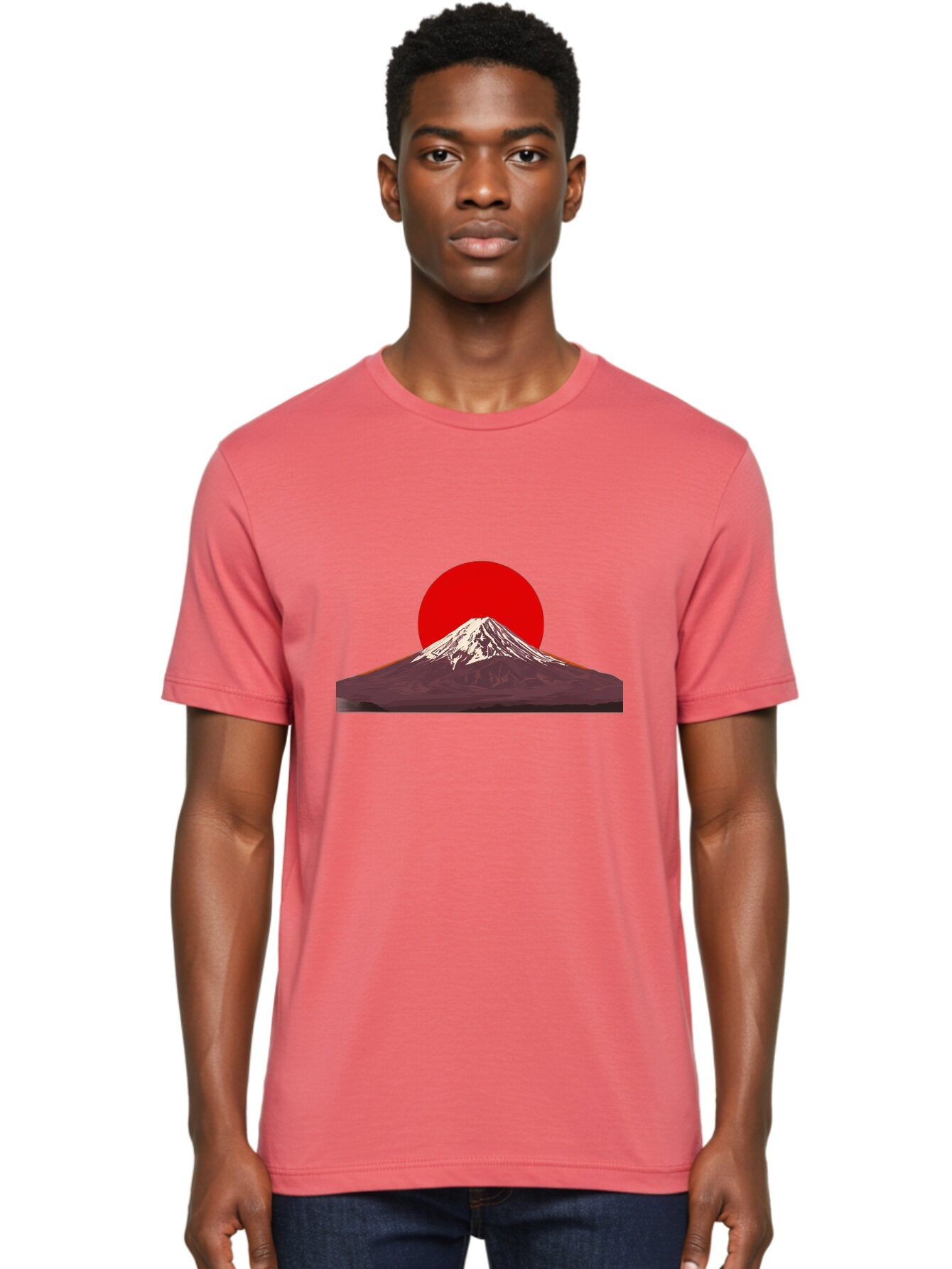Mount-Fuji-3 Men'S Graphic Tee, 100% Cotton, Comfortable Casual Summer Wear, Machine Washable, Mount Fuji, Red Sun, Japanese Landscape, Minimalist Design, Iconic Mountain, Vibrant Colors, Serene Atmosphere, Graphic Art Bad968 24