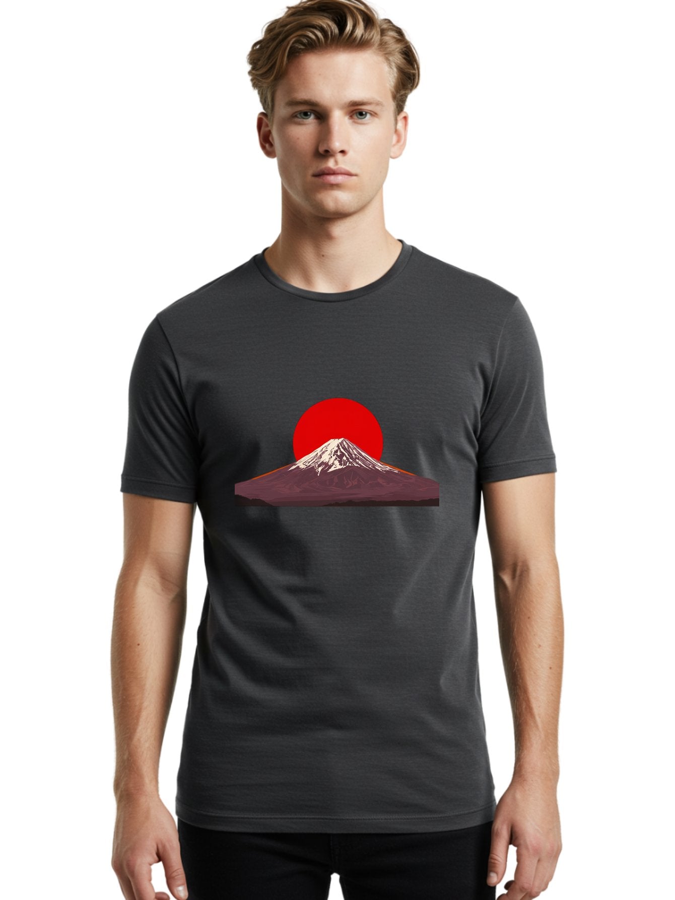 Mount-Fuji-3 Men'S Graphic Tee, 100% Cotton, Comfortable Casual Summer Wear, Machine Washable, Mount Fuji, Red Sun, Japanese Landscape, Minimalist Design, Iconic Mountain, Vibrant Colors, Serene Atmosphere, Graphic Art Bad968 22