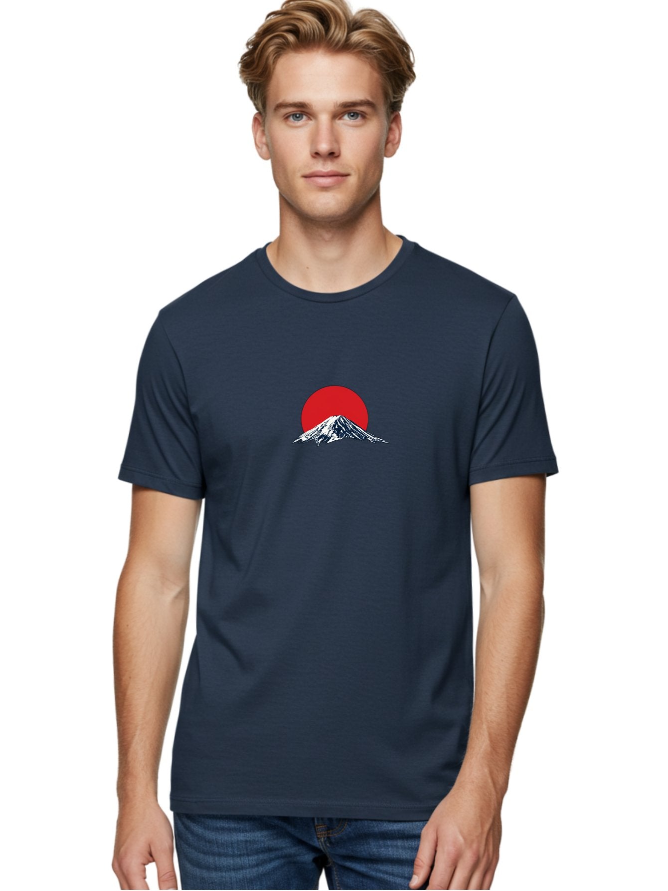 Mount-Fuji-4 Men'S Graphic Tee, 100% Cotton, Comfortable Casual Summer Wear, Machine Washable, Mount Fuji Landscape, Japanese Mountain Scenery, Red Sun, Snow-Capped Peak, Minimalist Design, Iconic Landmark, Serene Atmosphere Bad969 30