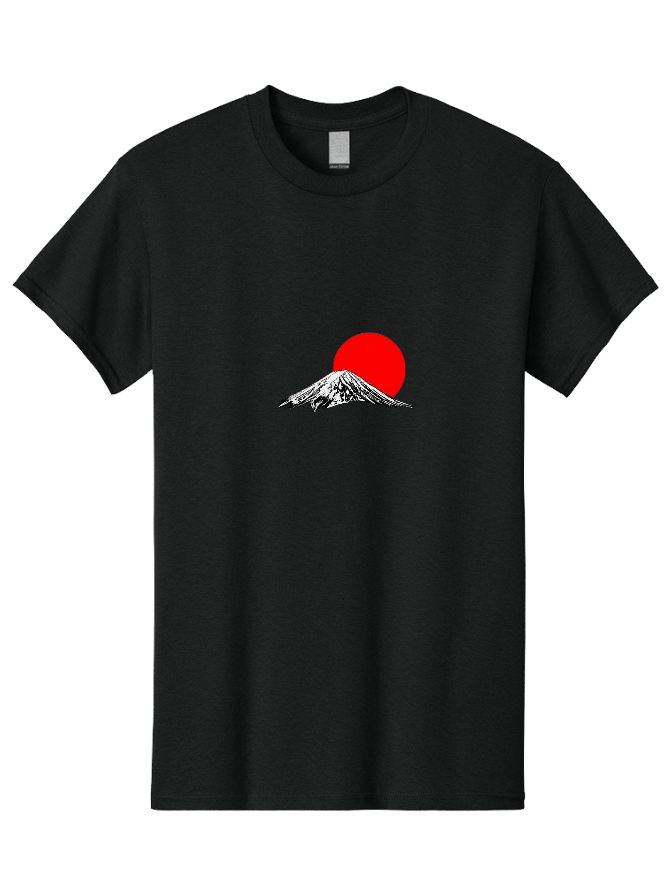 Mount-Fuji-6 Men'S Graphic Tee, 100% Cotton, Comfortable Casual Summer Wear, Machine Washable, Mount Fuji Illustration, Red Sun, Minimalist Design, Japanese Culture, Iconic Landmarks, Black And White Graphics, Simple Shapes, Bold Colors, Bad971 7