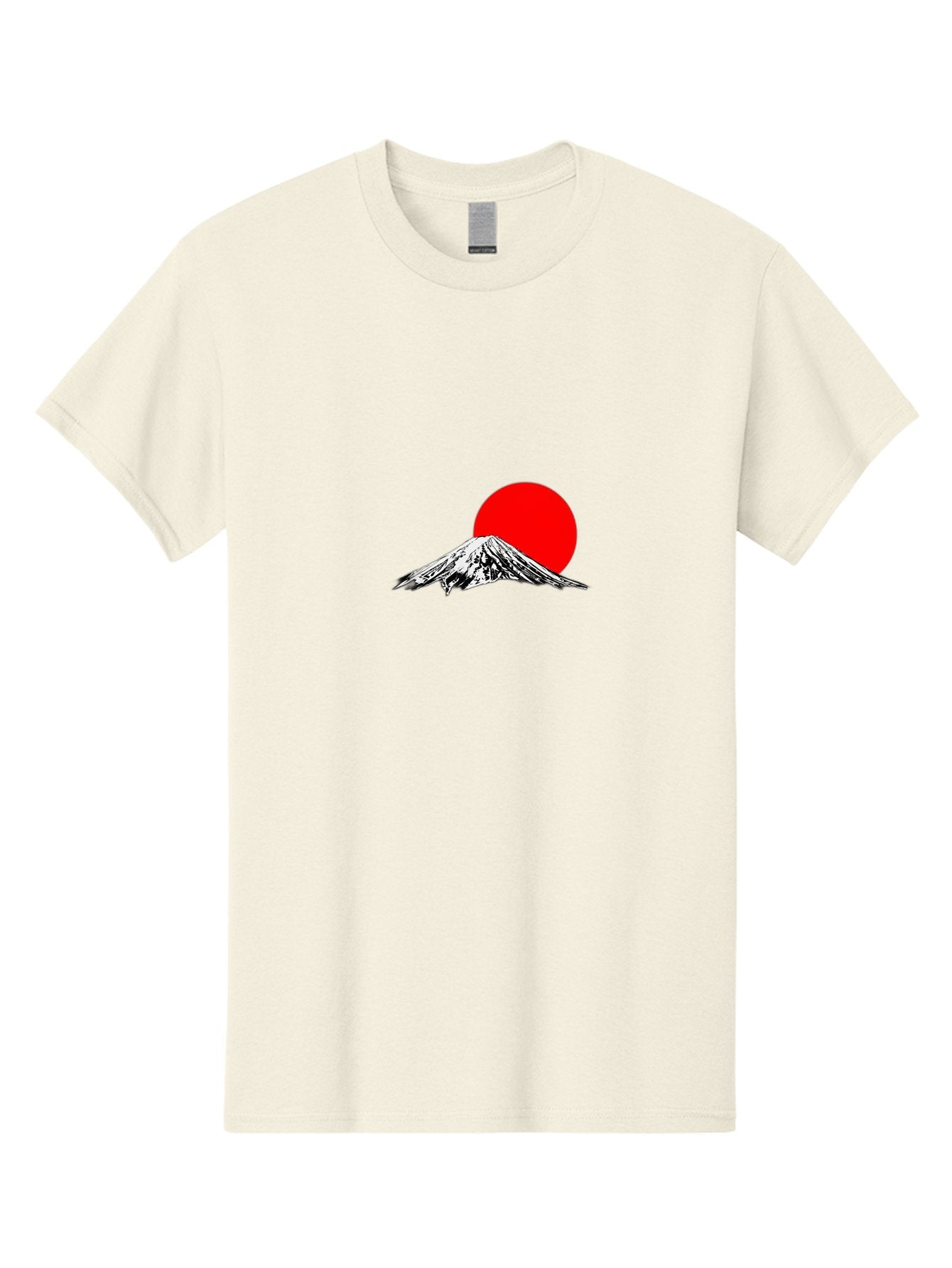 Mount-Fuji-6 Men'S Graphic Tee, 100% Cotton, Comfortable Casual Summer Wear, Machine Washable, Mount Fuji Illustration, Red Sun, Minimalist Design, Japanese Culture, Iconic Landmarks, Black And White Graphics, Simple Shapes, Bold Colors, Bad971 3