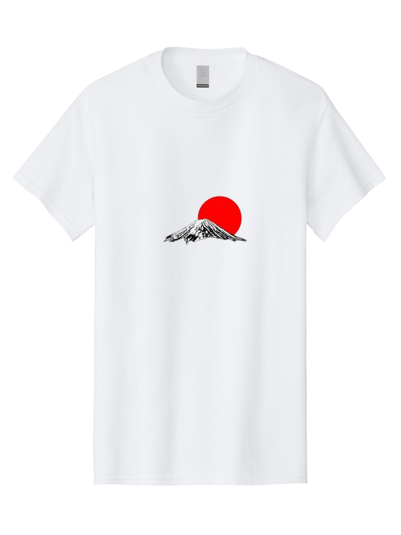 Mount-Fuji-6 Men'S Graphic Tee, 100% Cotton, Comfortable Casual Summer Wear, Machine Washable, Mount Fuji Illustration, Red Sun, Minimalist Design, Japanese Culture, Iconic Landmarks, Black And White Graphics, Simple Shapes, Bold Colors, Bad971 15