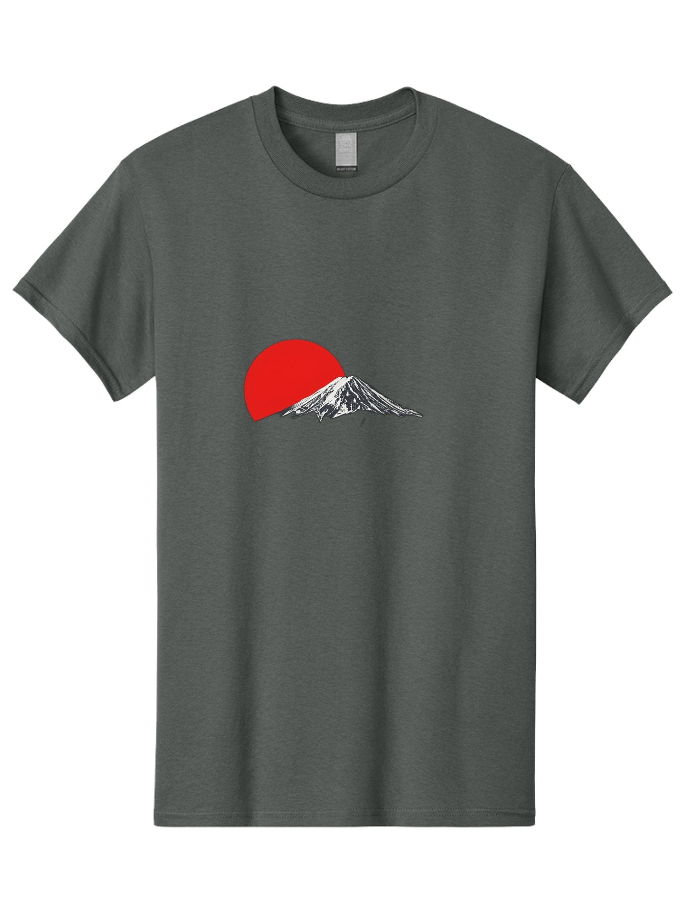 Mount-Fuji-Sunset Men'S Graphic Tee, 100% Cotton, Comfortable Casual Summer Wear, Machine Washable, Mount Fuji Landscape, Red Sun, Mountain Scenery, Serene Landscape, Japanese Culture, Iconic Landmark, Minimalist Design, Simple Art Bad976 15