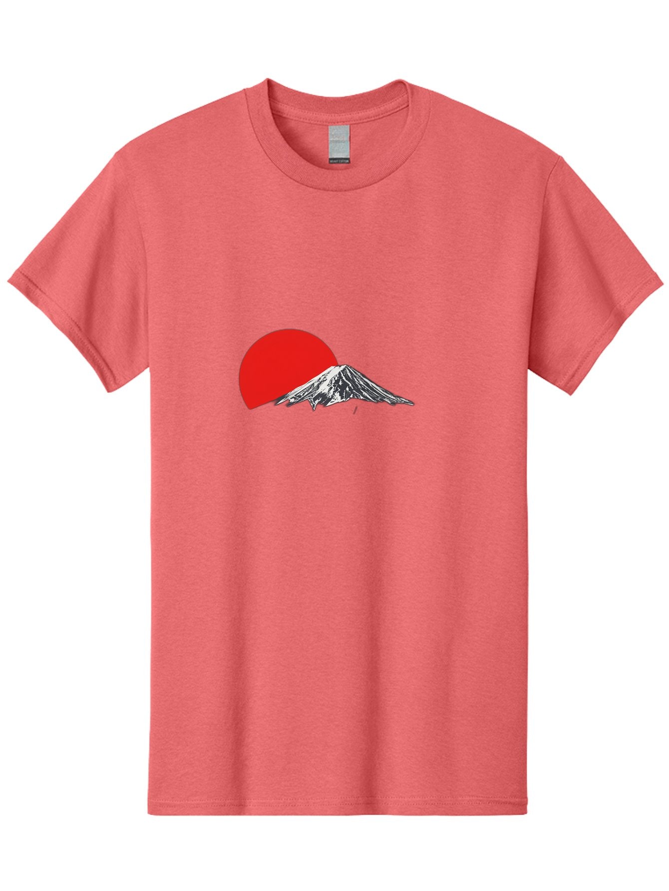 Mount-Fuji-Sunset Men'S Graphic Tee, 100% Cotton, Comfortable Casual Summer Wear, Machine Washable, Mount Fuji Landscape, Red Sun, Mountain Scenery, Serene Landscape, Japanese Culture, Iconic Landmark, Minimalist Design, Simple Art Bad976 5