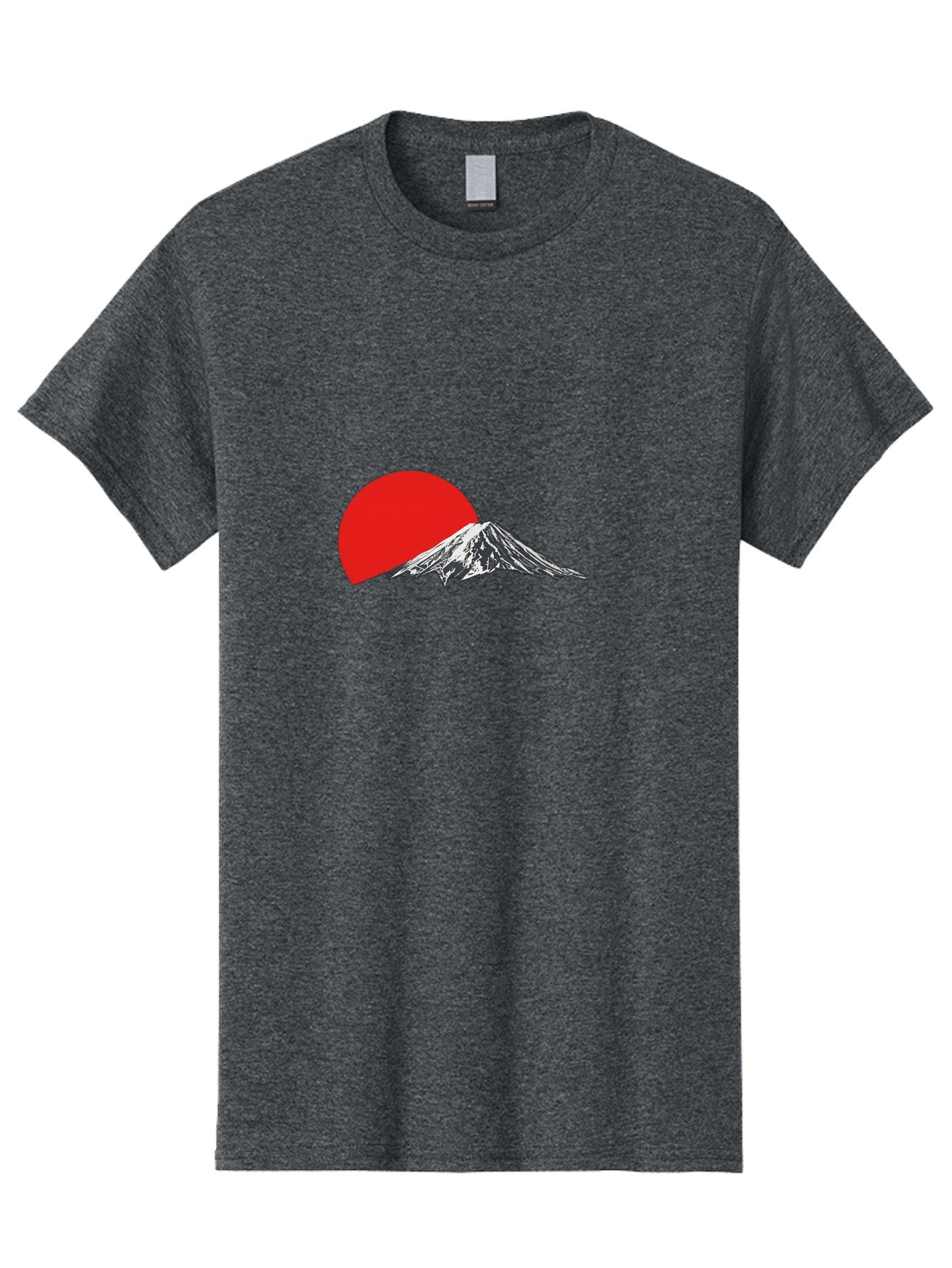 Mount-Fuji-Sunset Men'S Graphic Tee, 100% Cotton, Comfortable Casual Summer Wear, Machine Washable, Mount Fuji Landscape, Red Sun, Mountain Scenery, Serene Landscape, Japanese Culture, Iconic Landmark, Minimalist Design, Simple Art Bad976 13