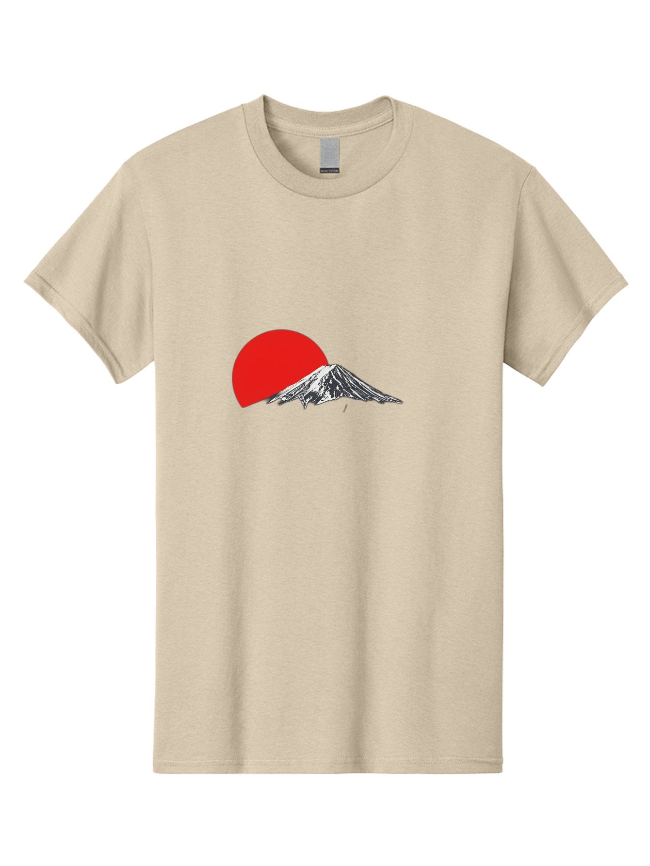 Mount-Fuji-Sunset Men'S Graphic Tee, 100% Cotton, Comfortable Casual Summer Wear, Machine Washable, Mount Fuji Landscape, Red Sun, Mountain Scenery, Serene Landscape, Japanese Culture, Iconic Landmark, Minimalist Design, Simple Art Bad976 7