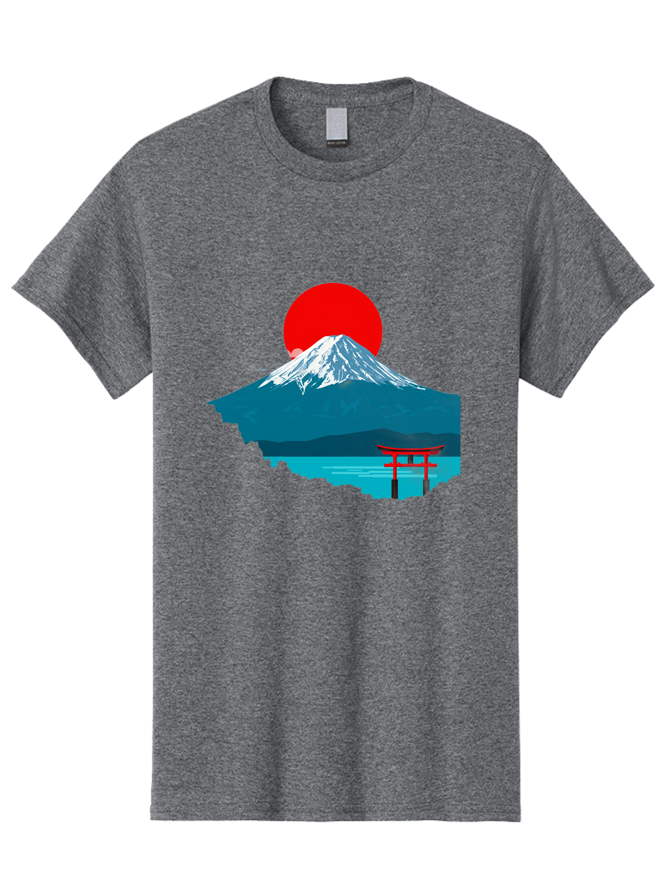 Mount-Fuji-Torii Men'S Graphic Tee, 100% Cotton, Comfortable Casual Summer Wear, Machine Washable, Mount Fuji Landscape, Japanese Scenery, Torii Gate, Red Sun, Serene Lake, Snowy Mountain, Traditional Japan, Vibrant Colors, Iconic Landmarks, Bad977 6