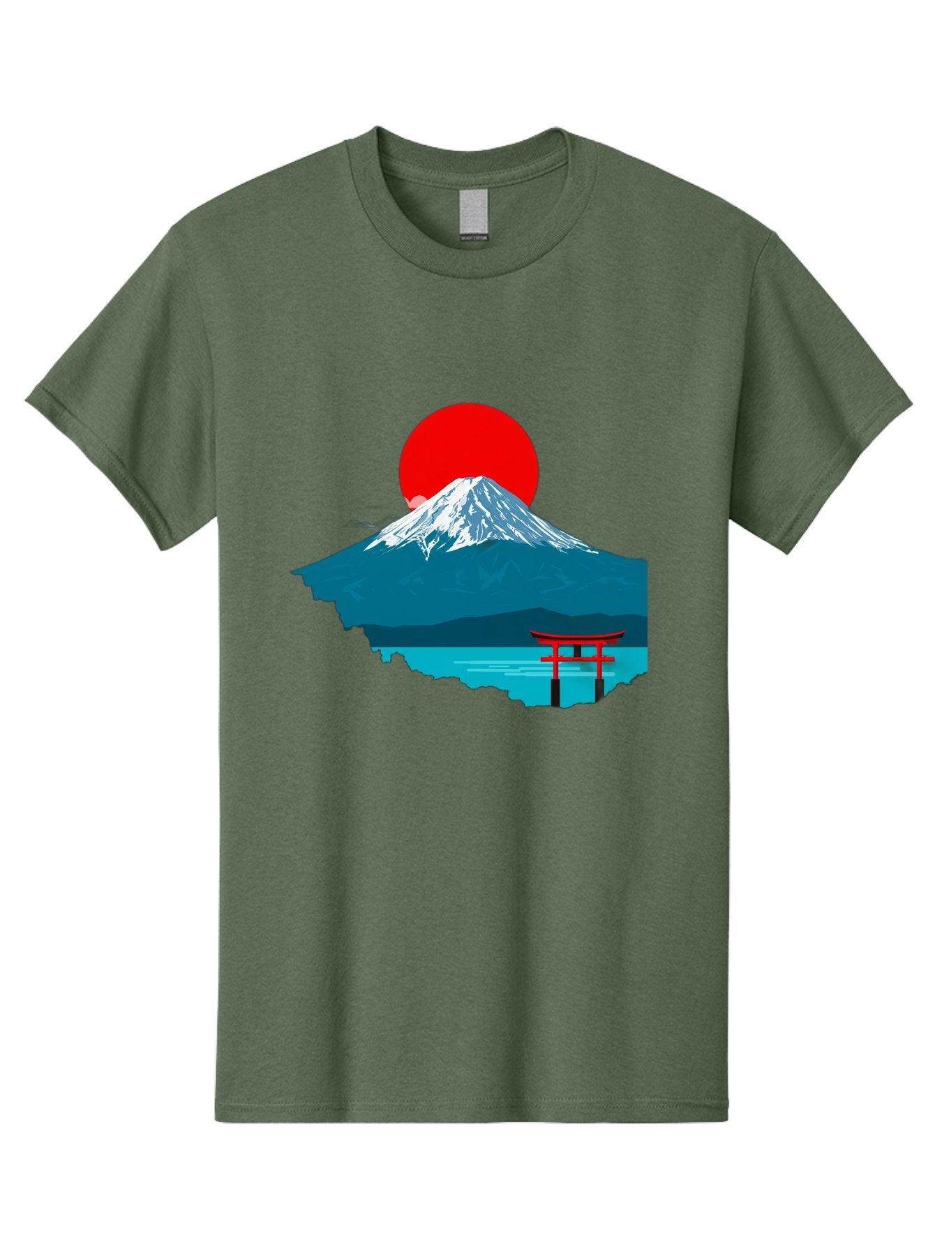 Mount-Fuji-Torii Men'S Graphic Tee, 100% Cotton, Comfortable Casual Summer Wear, Machine Washable, Mount Fuji Landscape, Japanese Scenery, Torii Gate, Red Sun, Serene Lake, Snowy Mountain, Traditional Japan, Vibrant Colors, Iconic Landmarks, Bad977 14