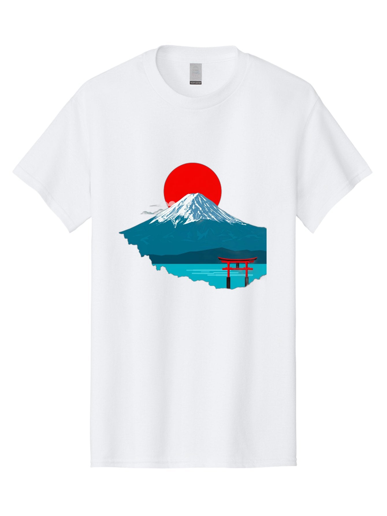 Mount-Fuji-Torii Men'S Graphic Tee, 100% Cotton, Comfortable Casual Summer Wear, Machine Washable, Mount Fuji Landscape, Japanese Scenery, Torii Gate, Red Sun, Serene Lake, Snowy Mountain, Traditional Japan, Vibrant Colors, Iconic Landmarks, Bad977 12