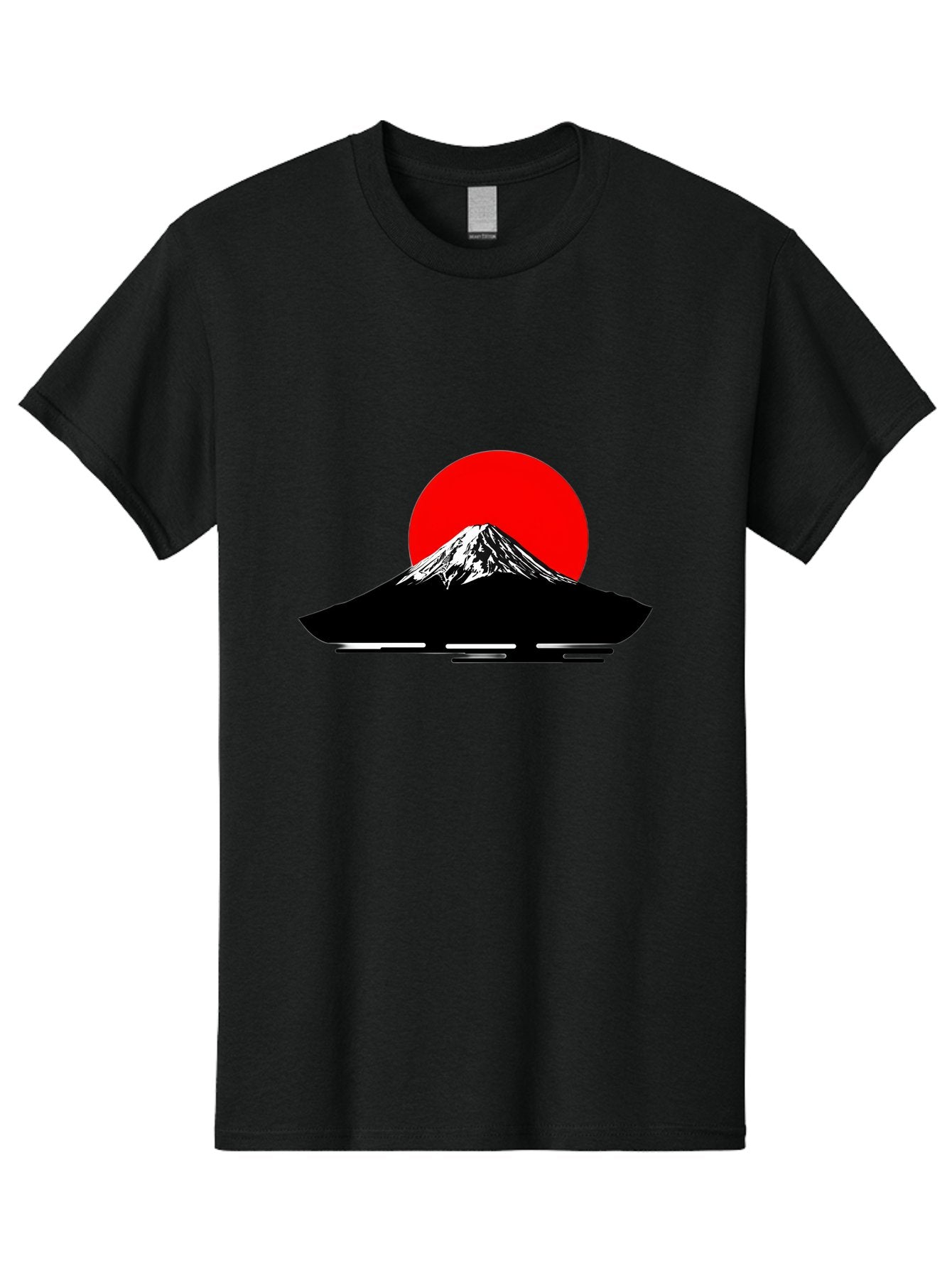 Mount-Fuji Men'S Graphic Tee, 100% Cotton, Comfortable Casual Summer Wear, Machine Washable, Mount Fuji Landscape, Red Sun, Minimalist Design, Iconic Mountain, Japanese Scenery, Striking Silhouette, Simple Shapes, Bold Colors Bad978 13